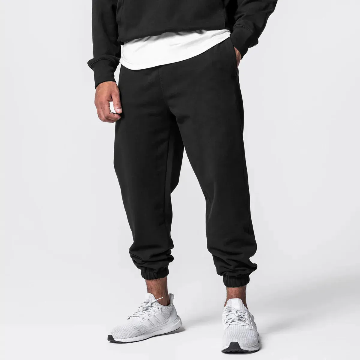 Men's Thick Cotton Training Sets Hoodie Casual Sports Pullover Hooded 2-piece Top with Pants Sweatshirts
