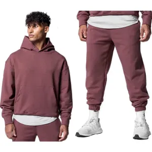Men's Thick Cotton Training Sets Hoodie Casual Sports Pullover Hooded 2-piece Top with Pants Sweatshirts