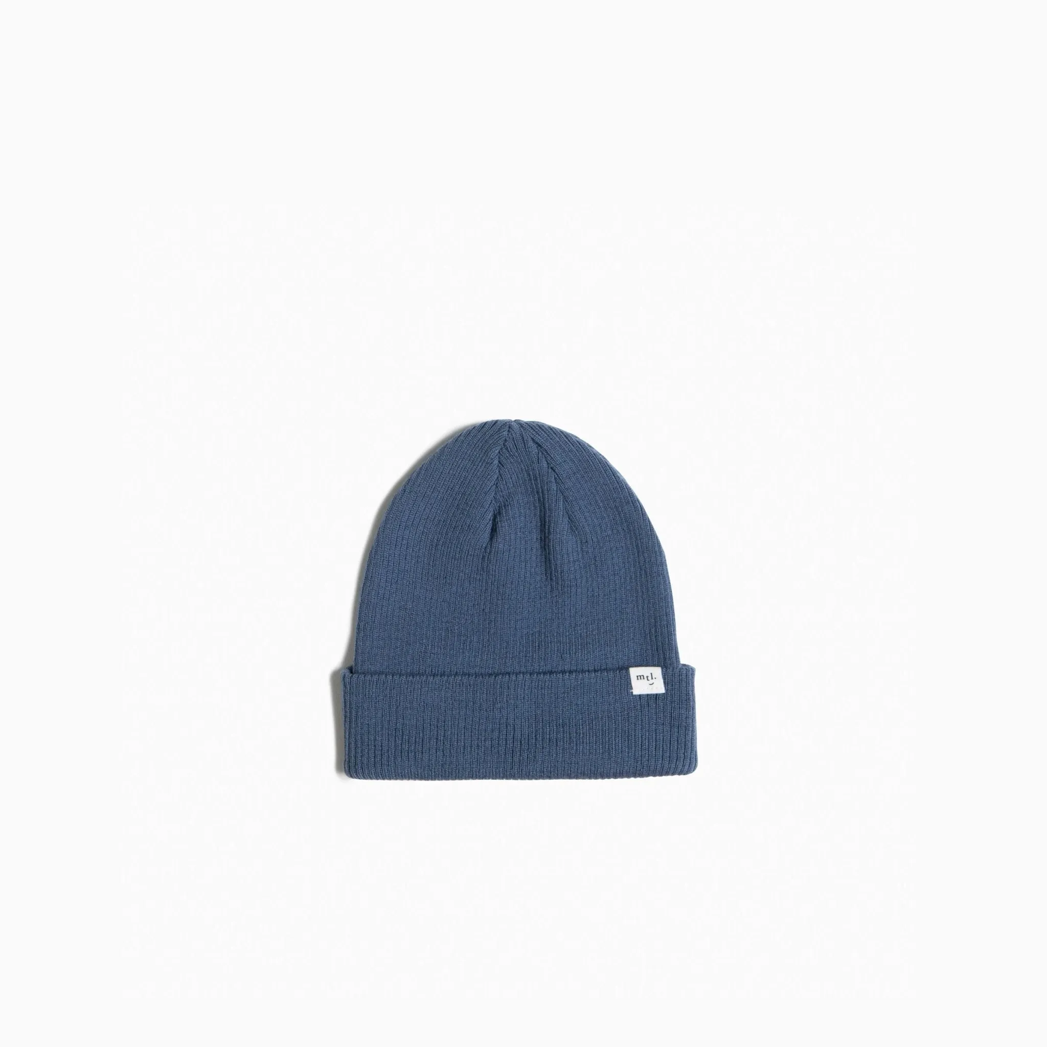 Merino Wool Ribbed Beanie - Dusty Blue