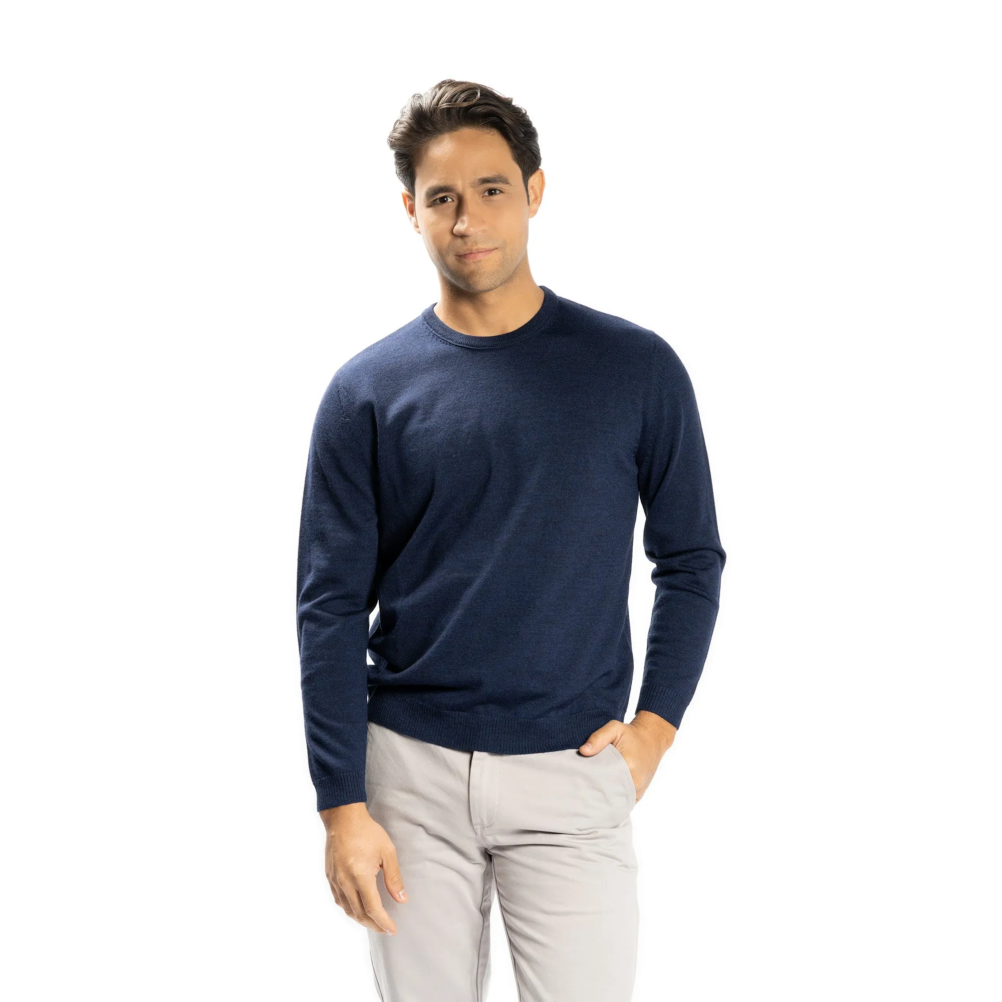 Merino Wool Sweaters Crew Neck - Navy