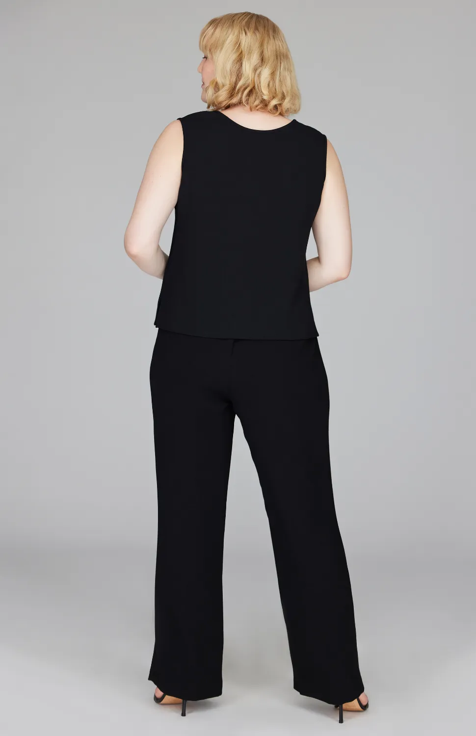 Micro Crepe Round Neck Tank w/Bias Trim