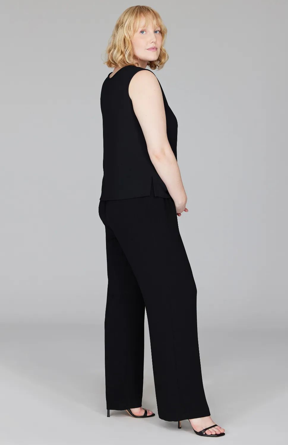 Micro Crepe Round Neck Tank w/Bias Trim