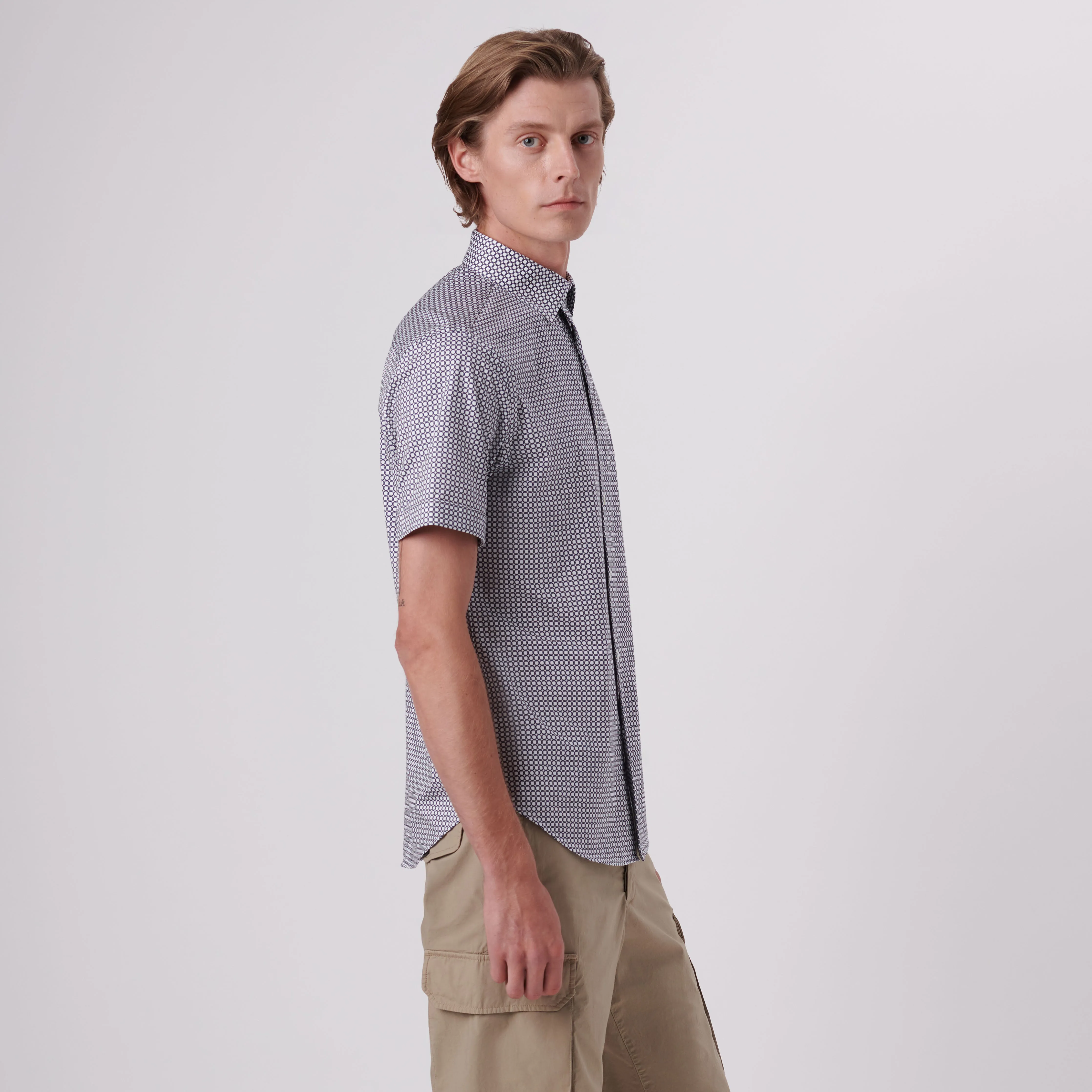 Miles Geometric Print OoohCotton Short Sleeve Shirt