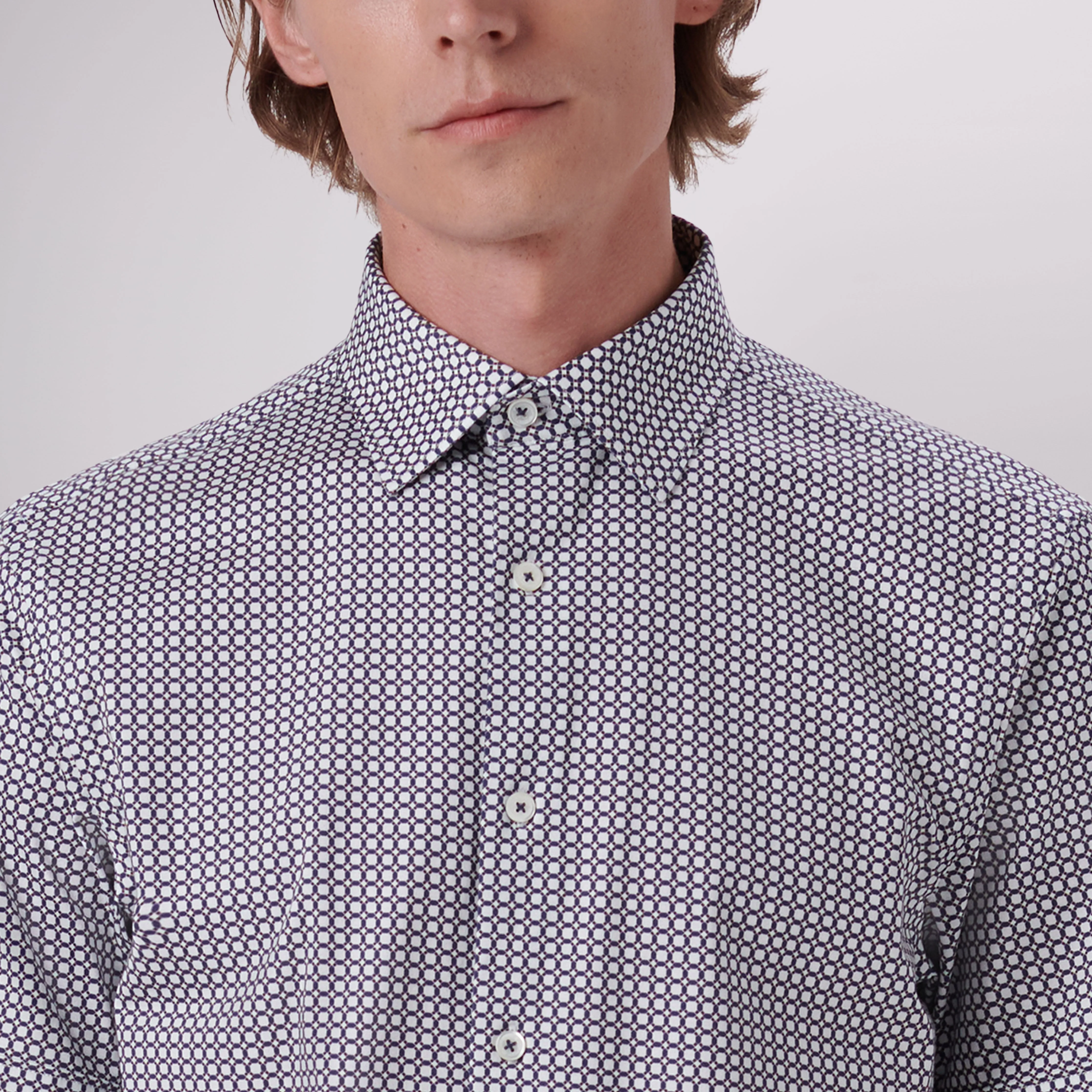 Miles Geometric Print OoohCotton Short Sleeve Shirt
