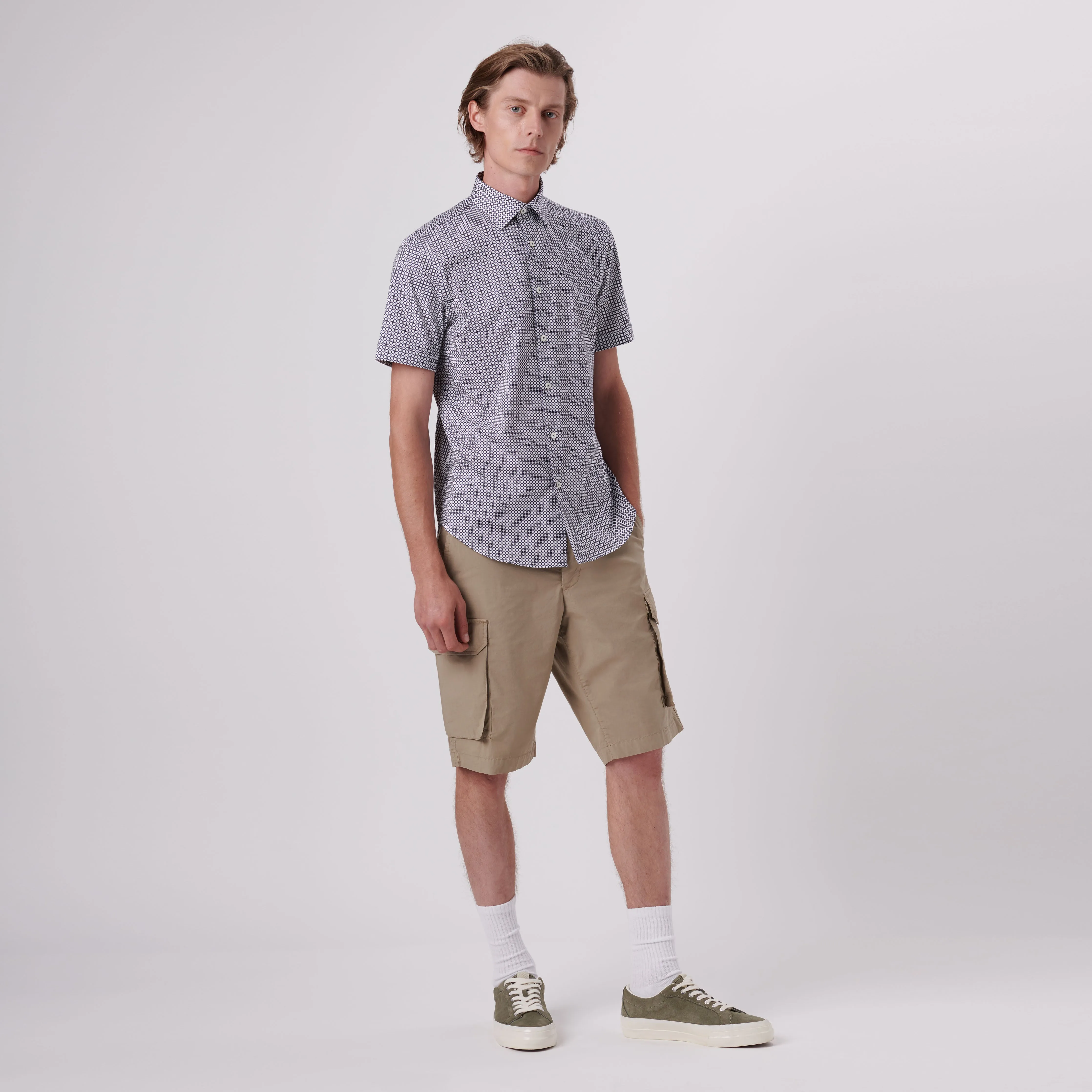 Miles Geometric Print OoohCotton Short Sleeve Shirt