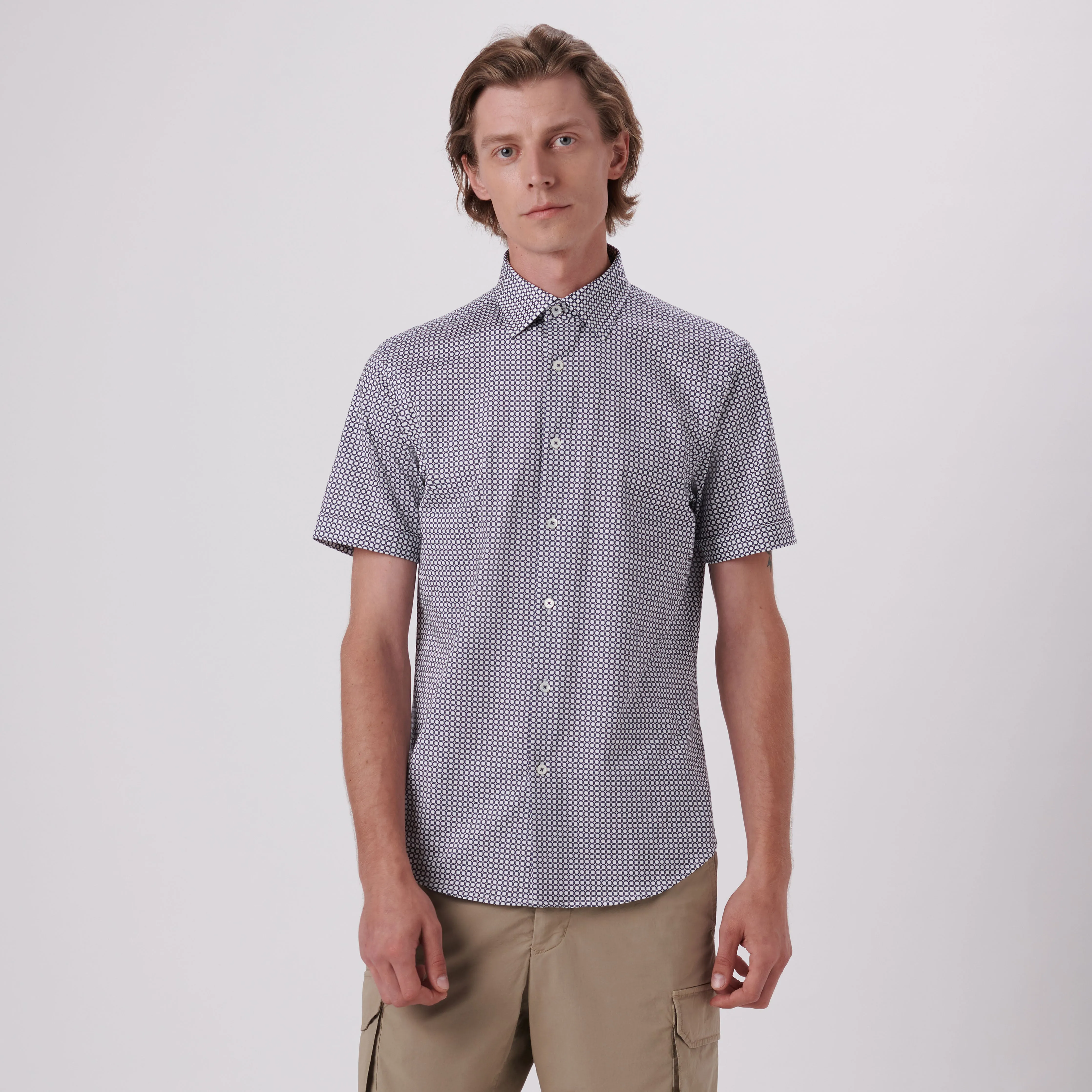 Miles Geometric Print OoohCotton Short Sleeve Shirt