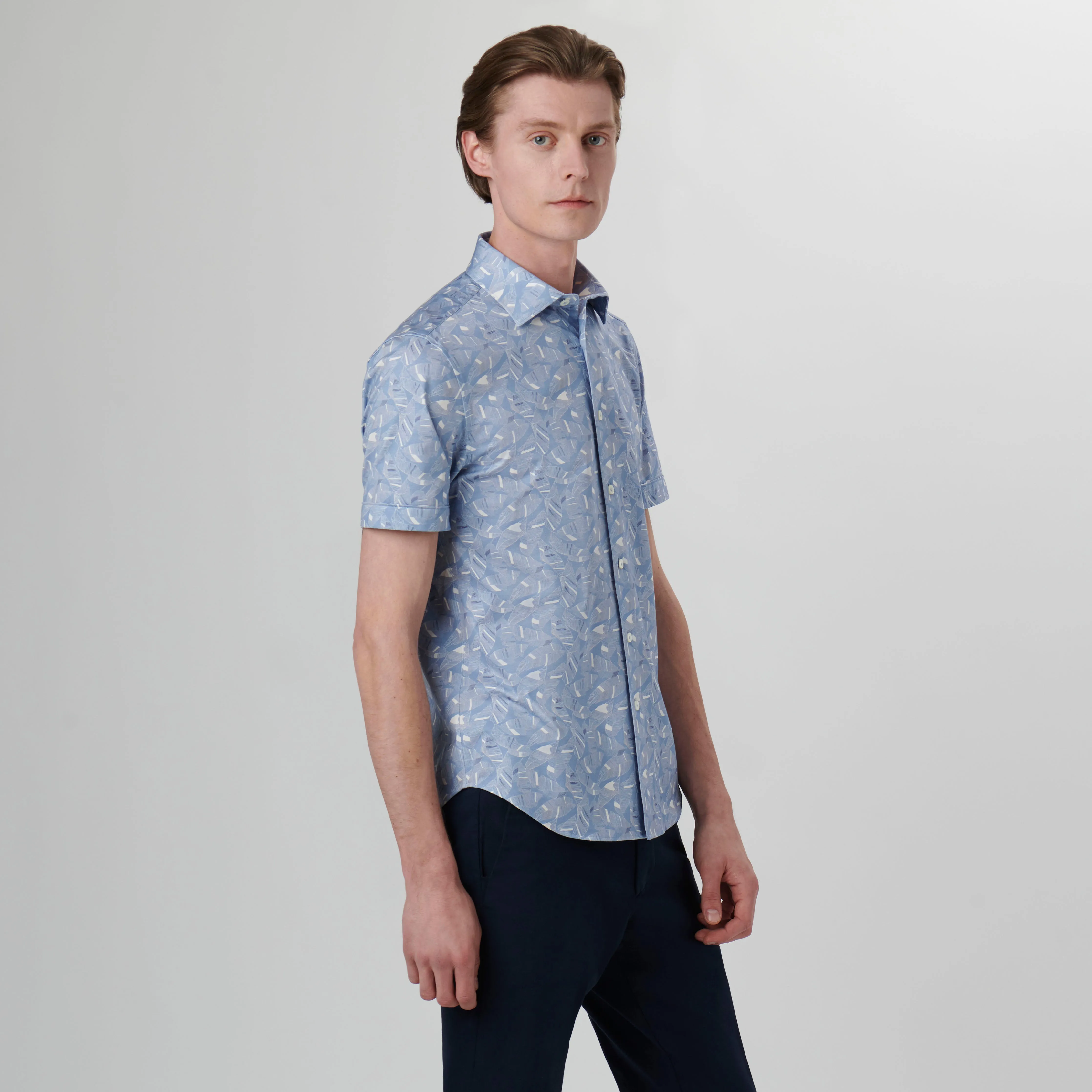Miles Leaf Print OoohCotton Short Sleeve Shirt
