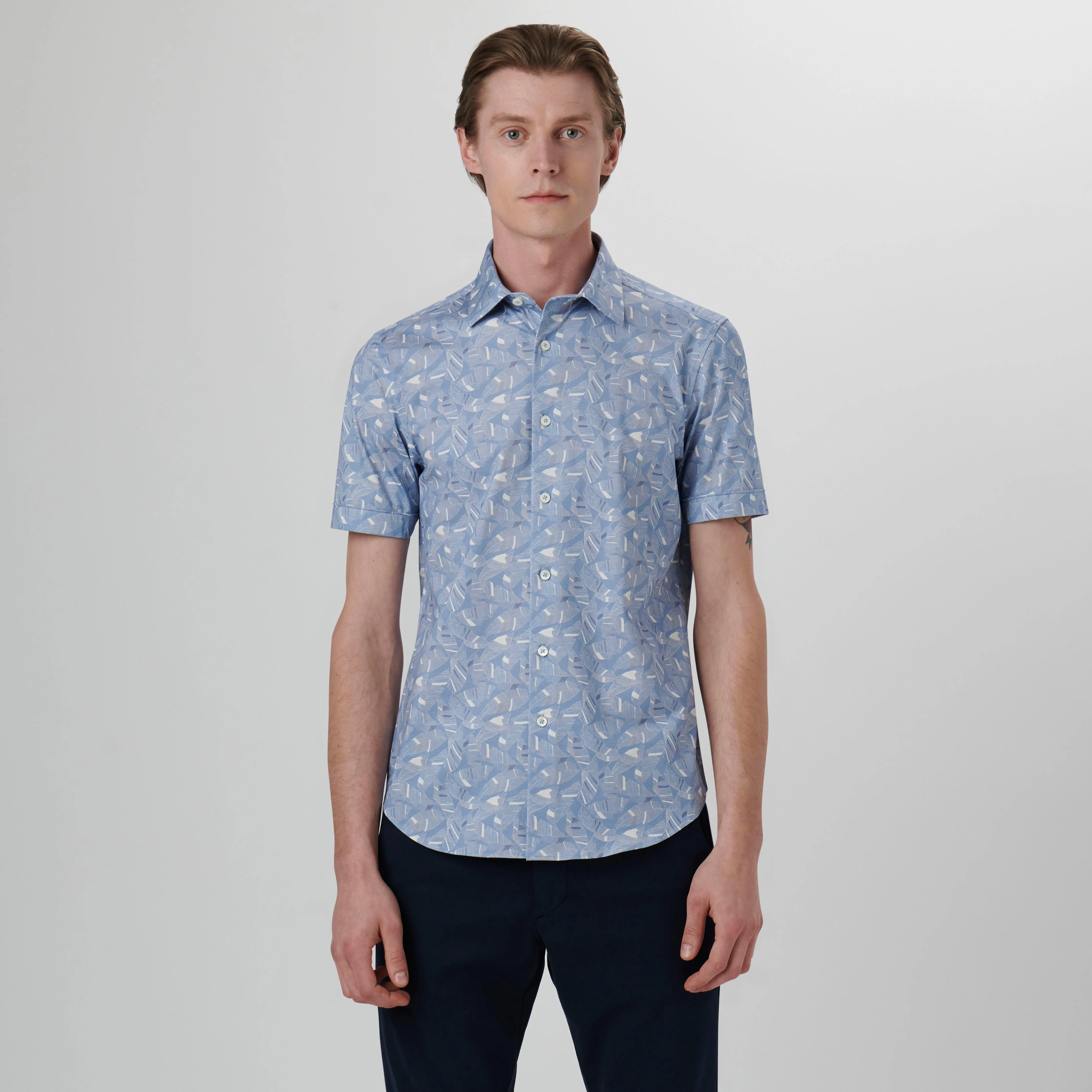 Miles Leaf Print OoohCotton Short Sleeve Shirt