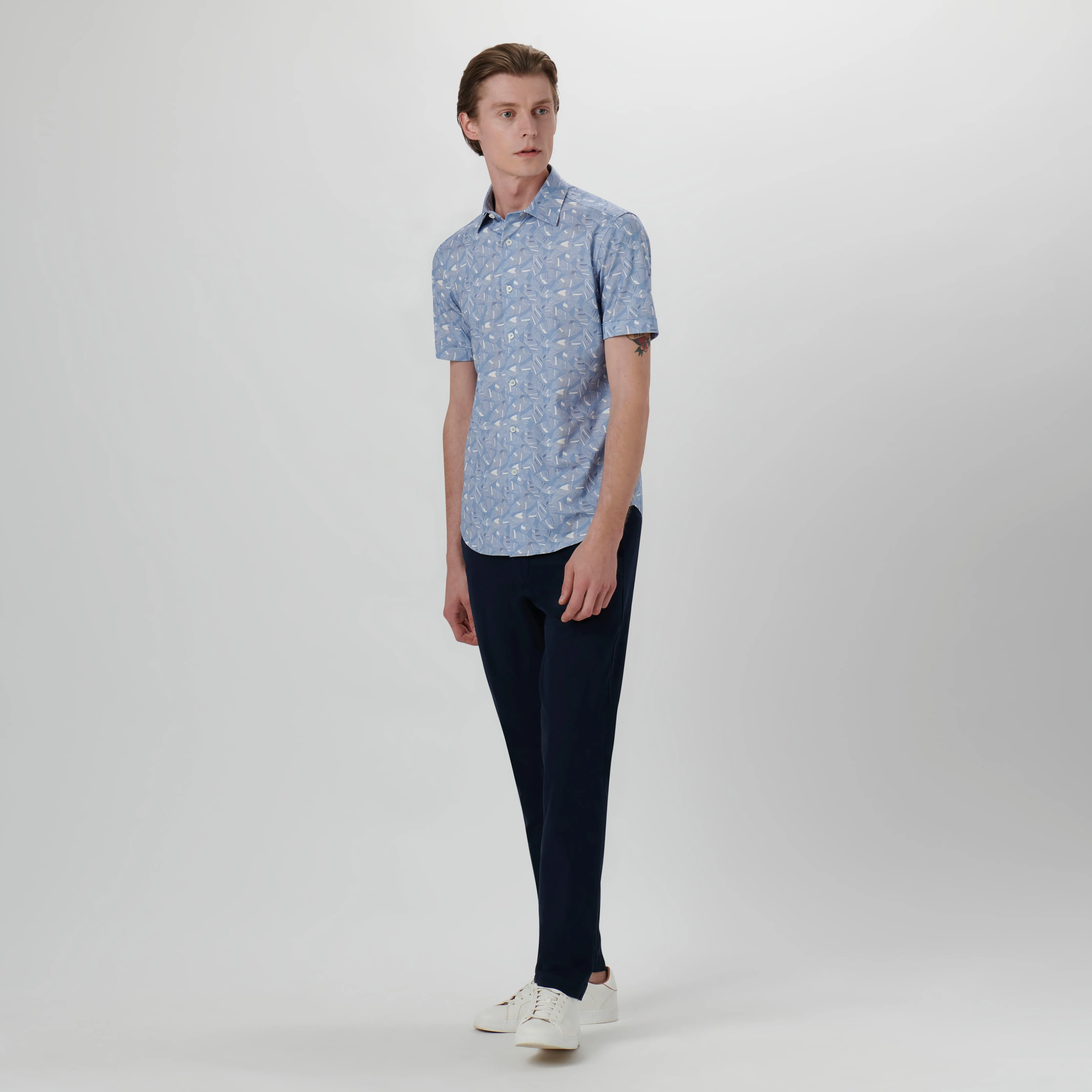 Miles Leaf Print OoohCotton Short Sleeve Shirt