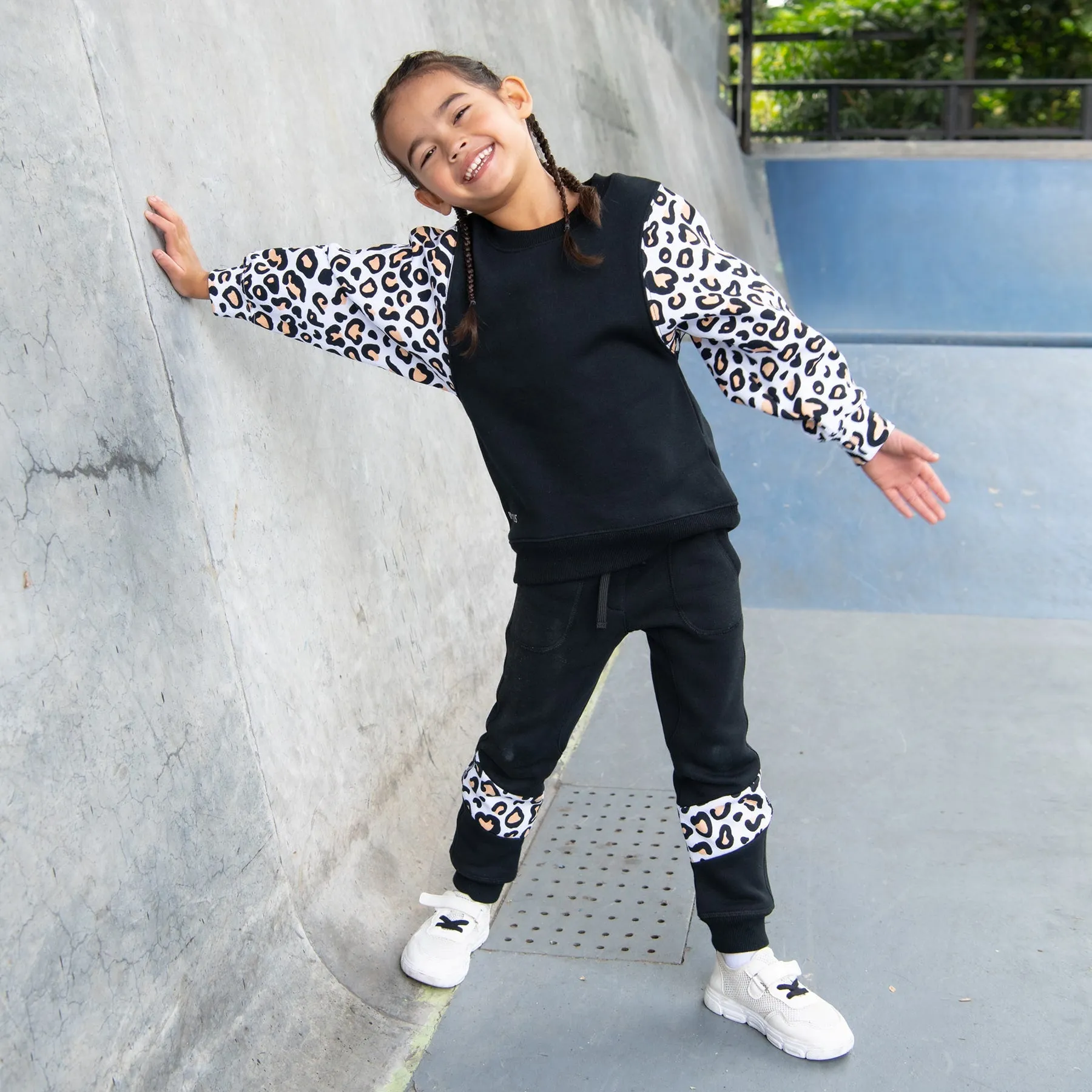 Mini Squared Up Sweatshirt Final Sale - Black & Leopard
