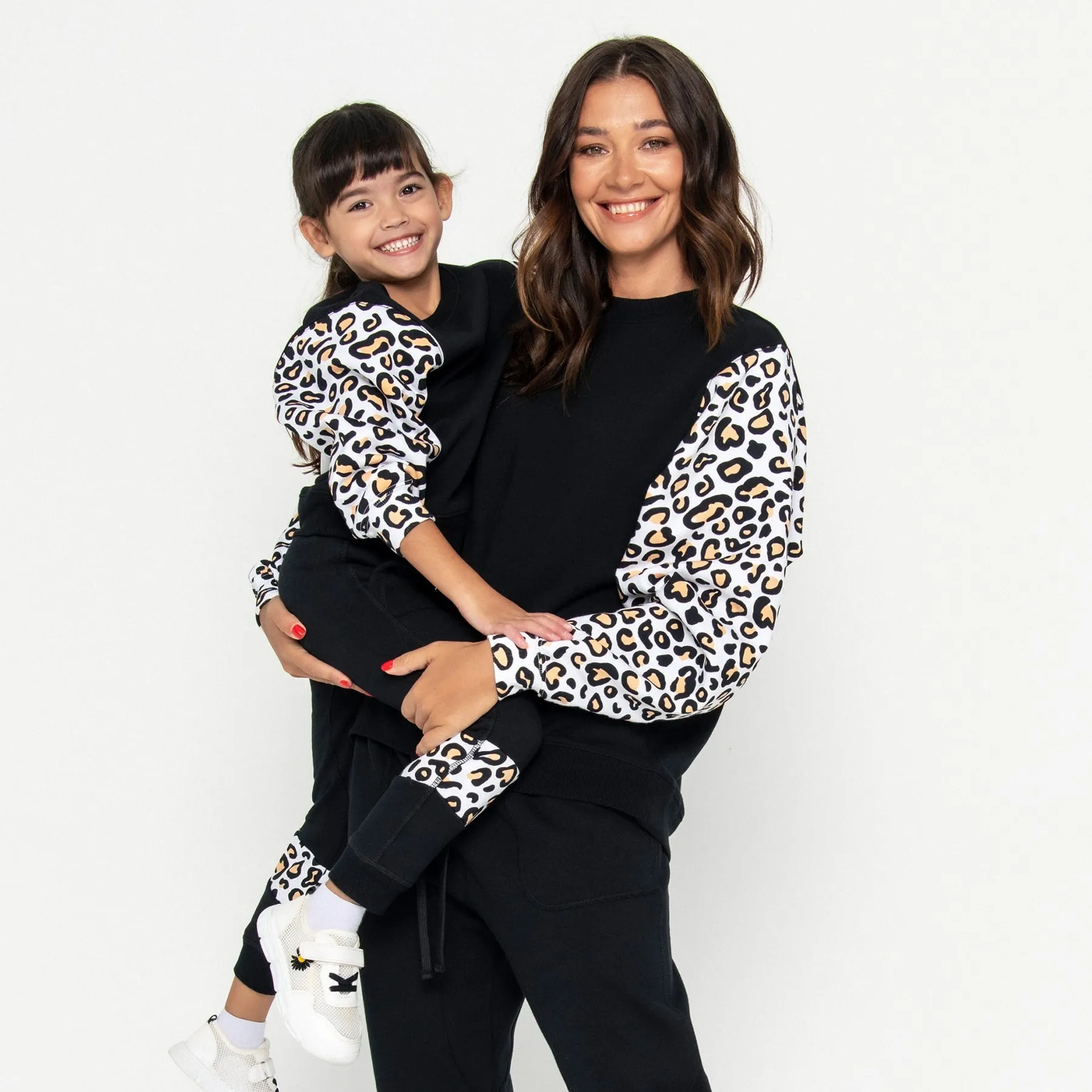 Mini Squared Up Sweatshirt Final Sale - Black & Leopard