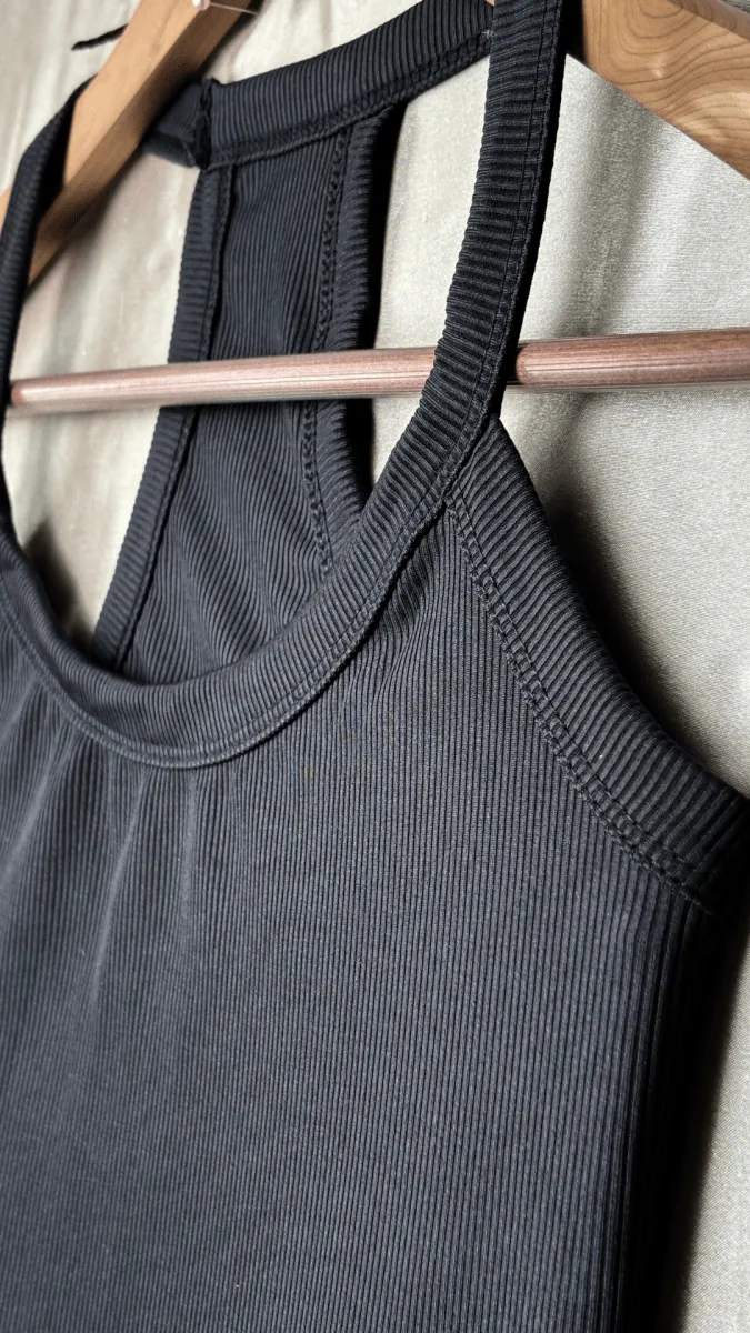 Minimal Racerback Black Tank Top