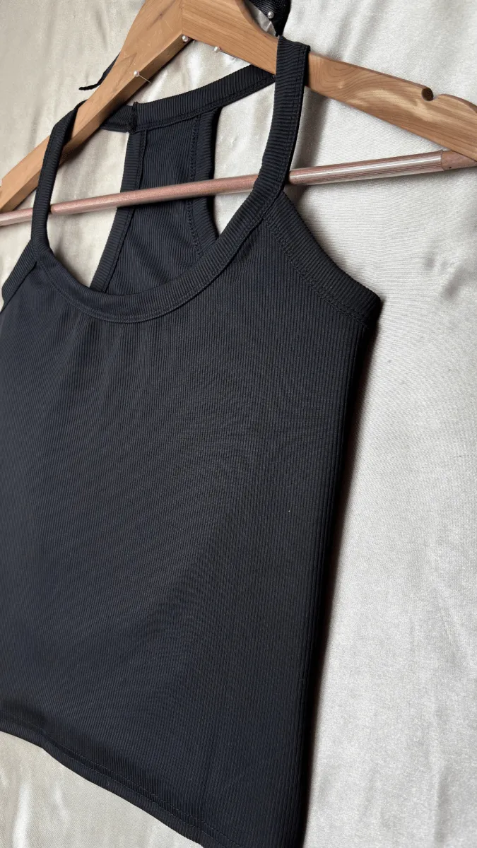 Minimal Racerback Black Tank Top