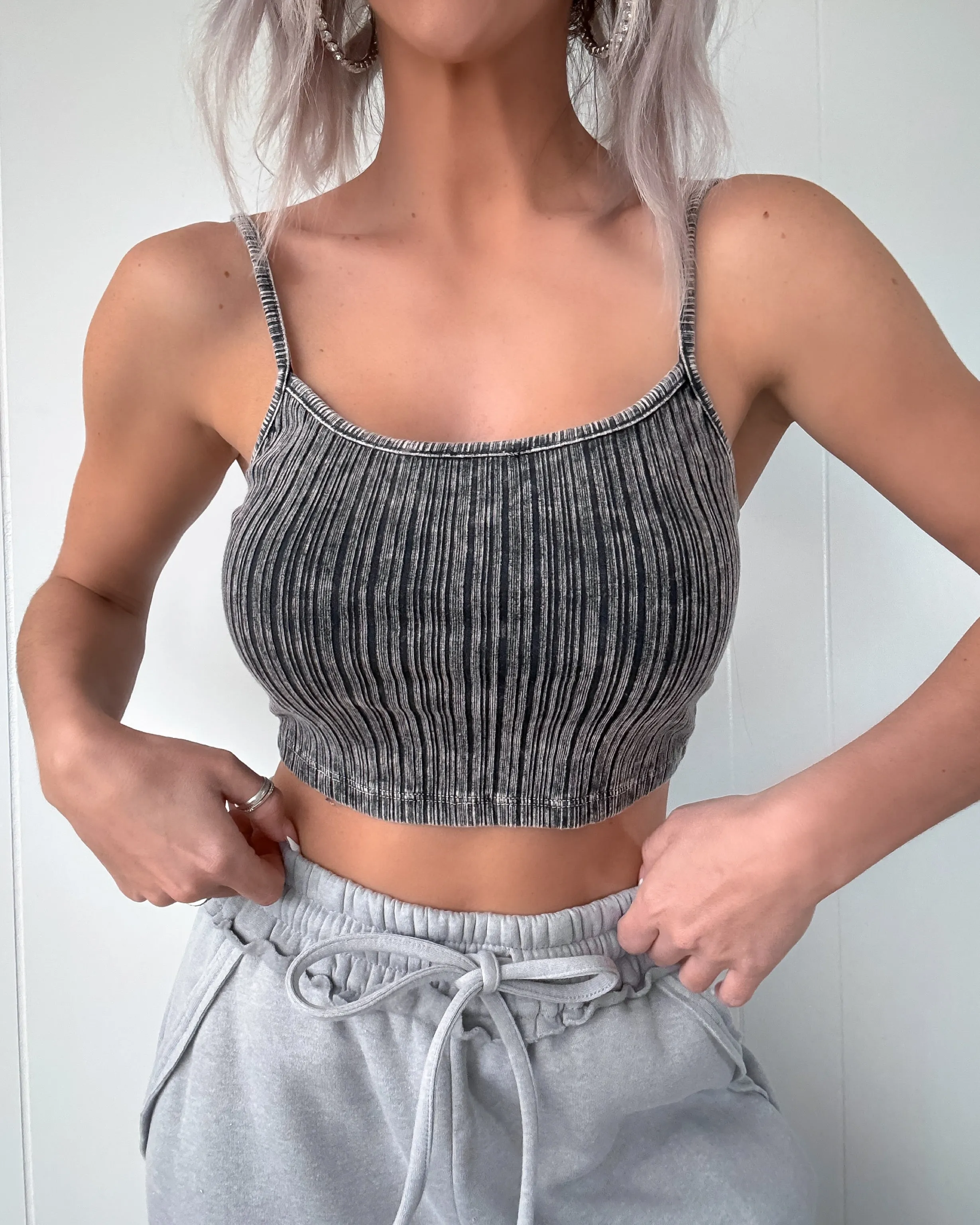 Missing You Brami Tank - Ashed Black