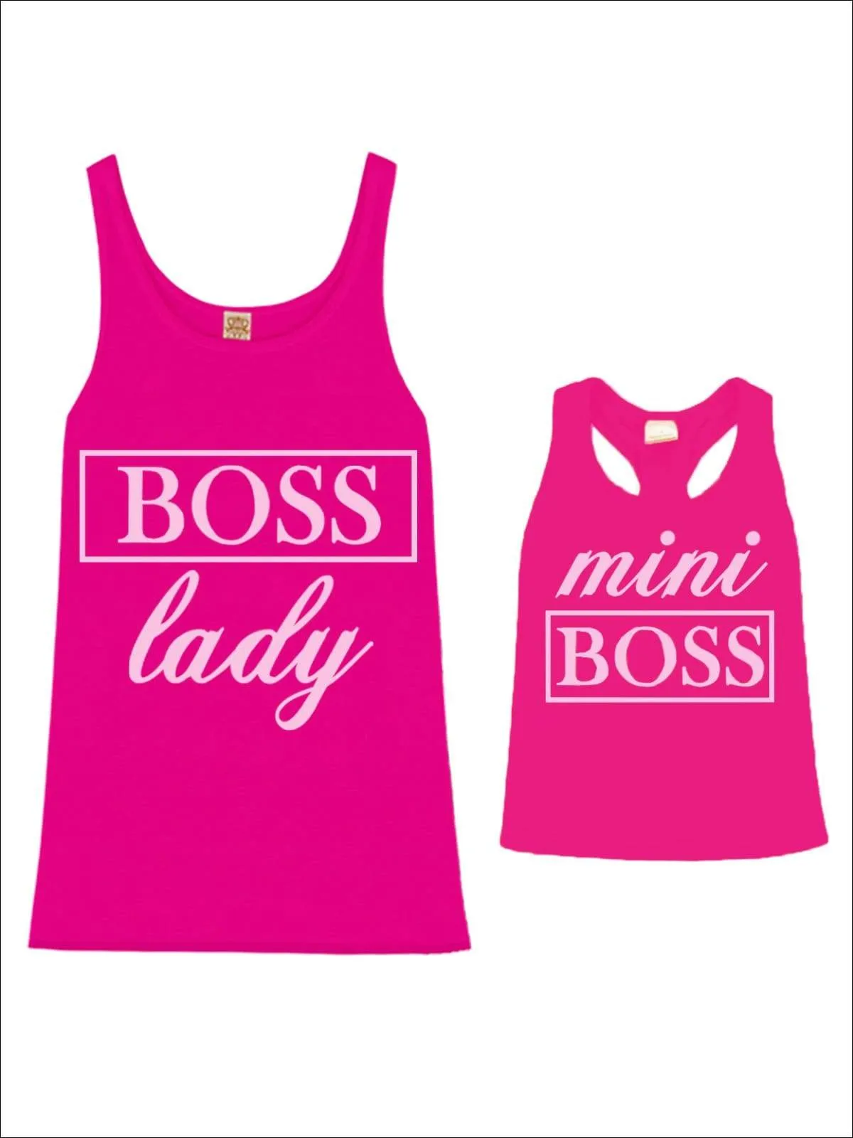 Mommy & Me Fuchsia "Boss Lady" & "Mini Boss" Racerback Graphic Tank