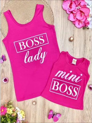 Mommy & Me Fuchsia "Boss Lady" & "Mini Boss" Racerback Graphic Tank