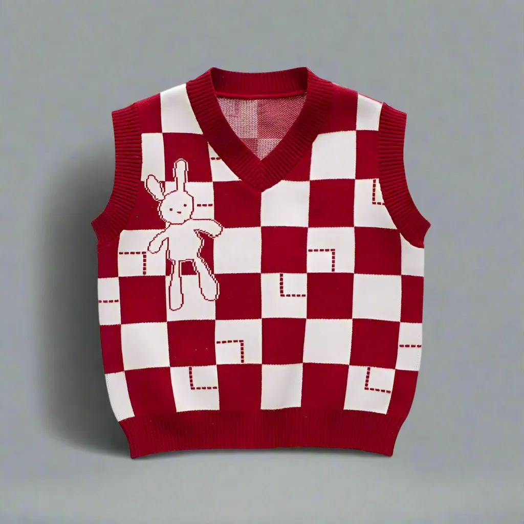 Mommy and Me Checkered Sweater Vest - Matching Family Outfits