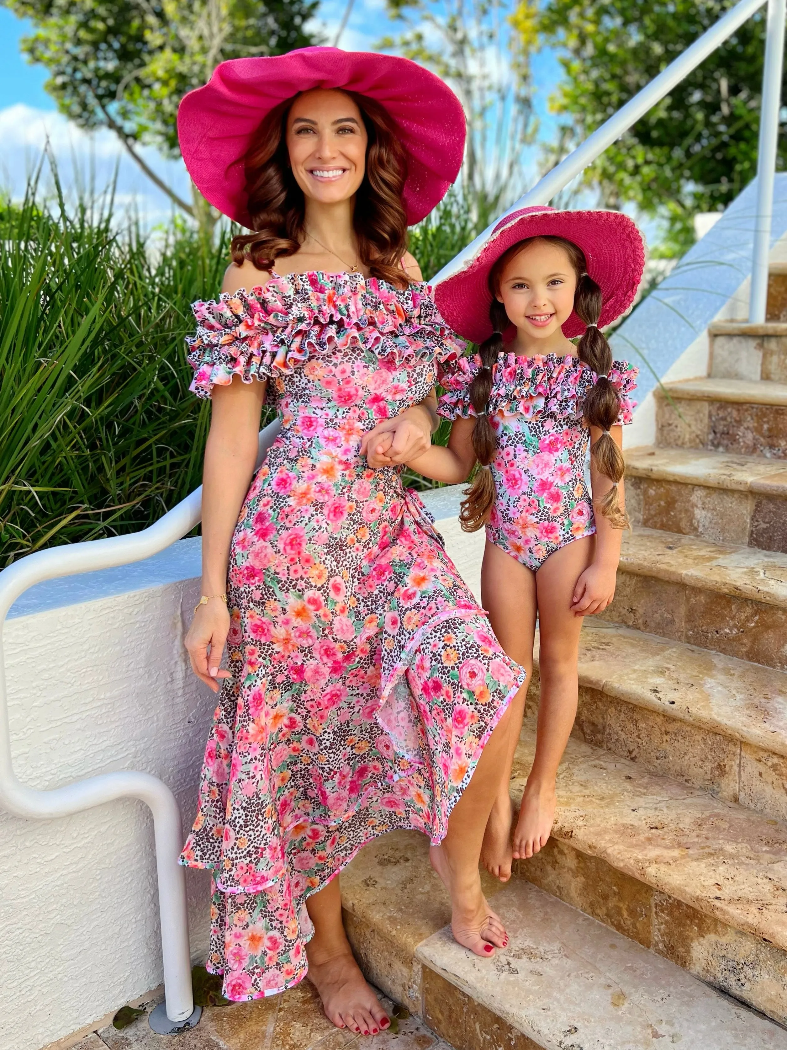 Mommy and Me Leopard Floral Swim Cover-Up Skirt