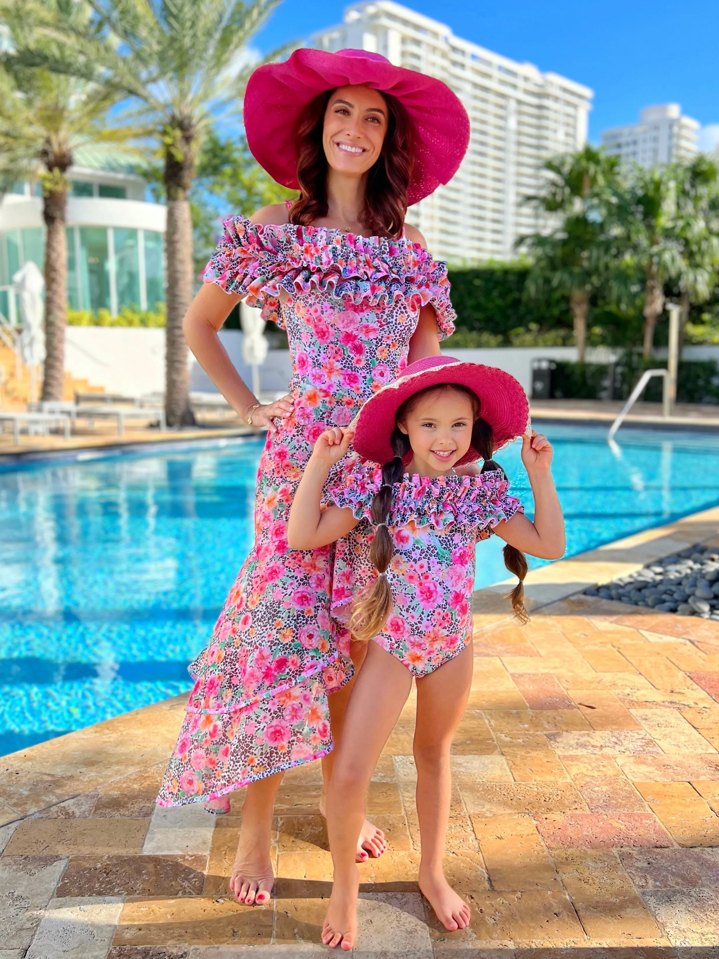 Mommy and Me Leopard Floral Swim Cover-Up Skirt