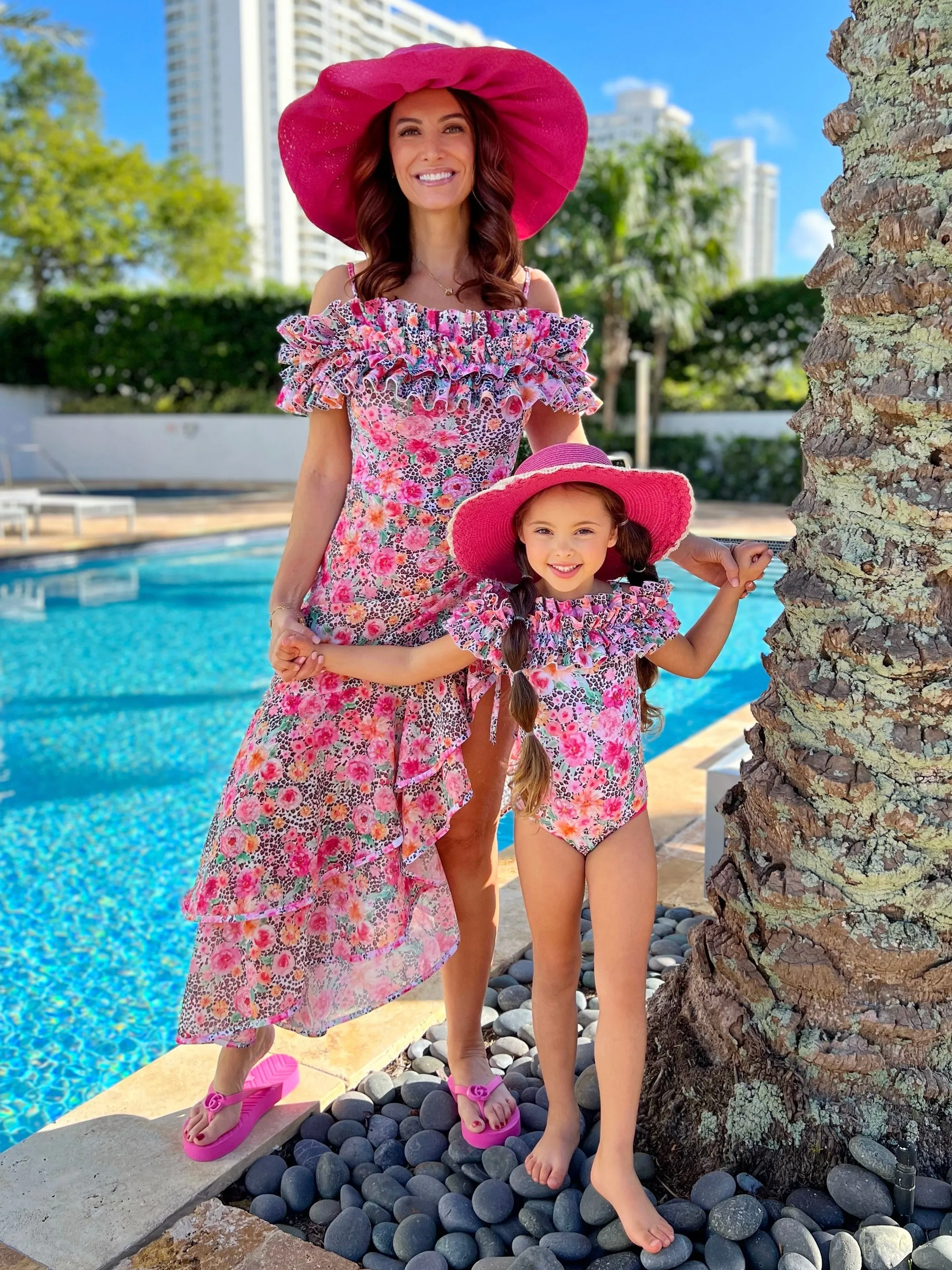 Mommy and Me Leopard Floral Swim Cover-Up Skirt