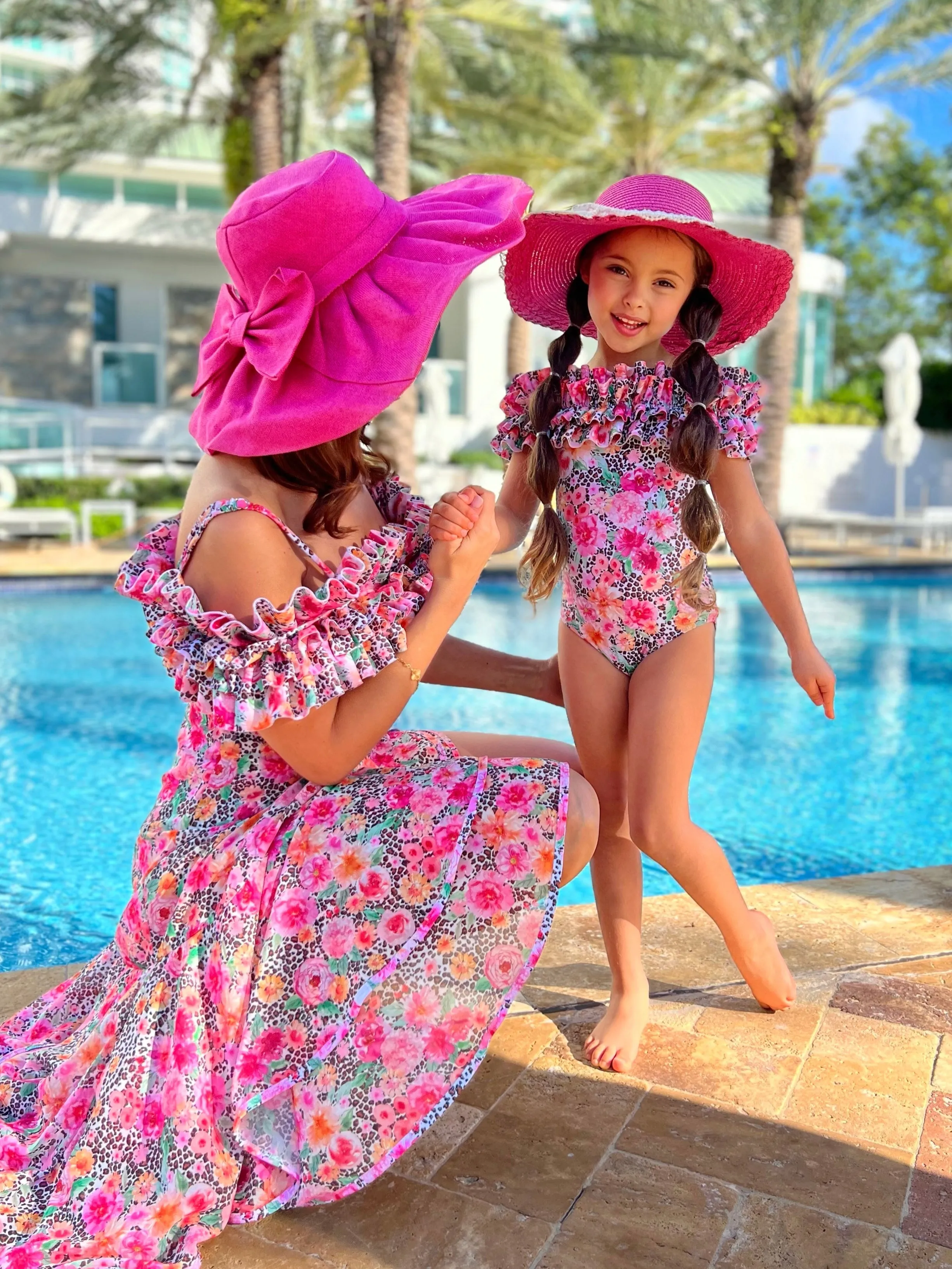 Mommy and Me Leopard Floral Swim Cover-Up Skirt