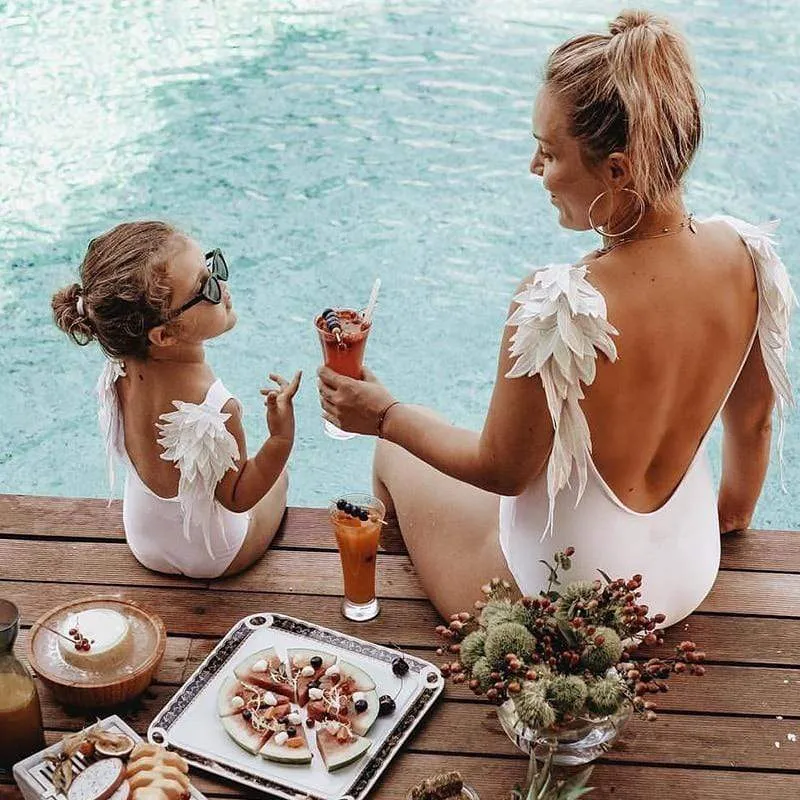 Mommy And Me Swimsuits In White