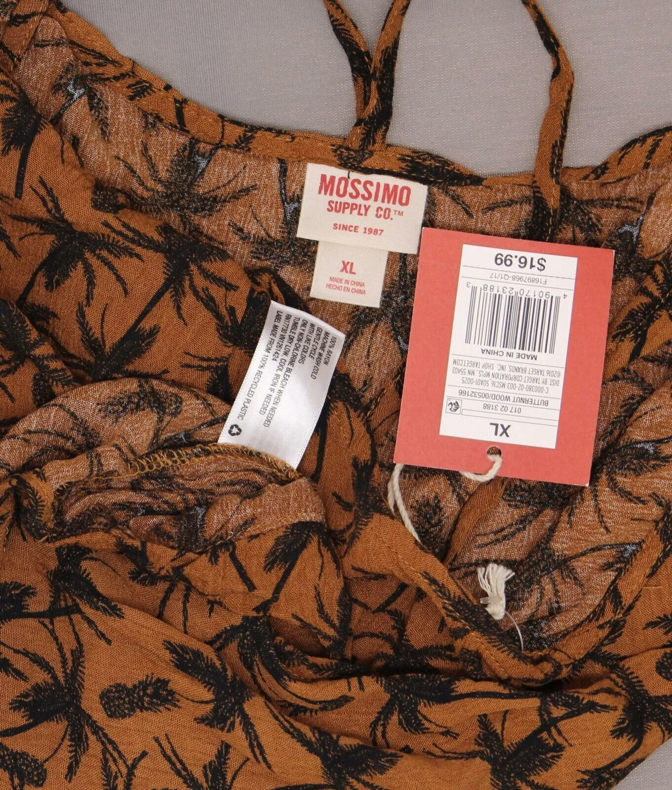 Mossimo Women's Woven Printed Criss Cross V-Neck Cami Blouse Shirt Top