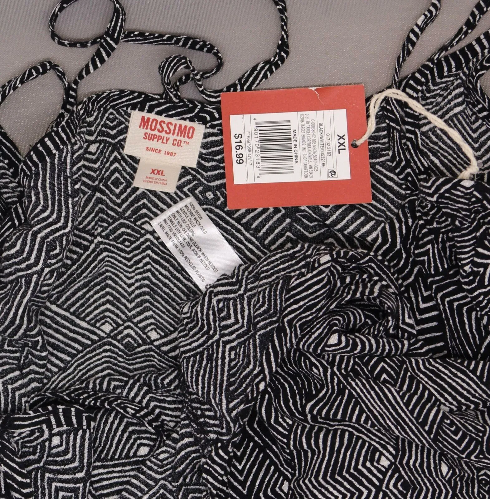 Mossimo Women's Woven Printed Criss Cross V-Neck Cami Blouse Shirt Top