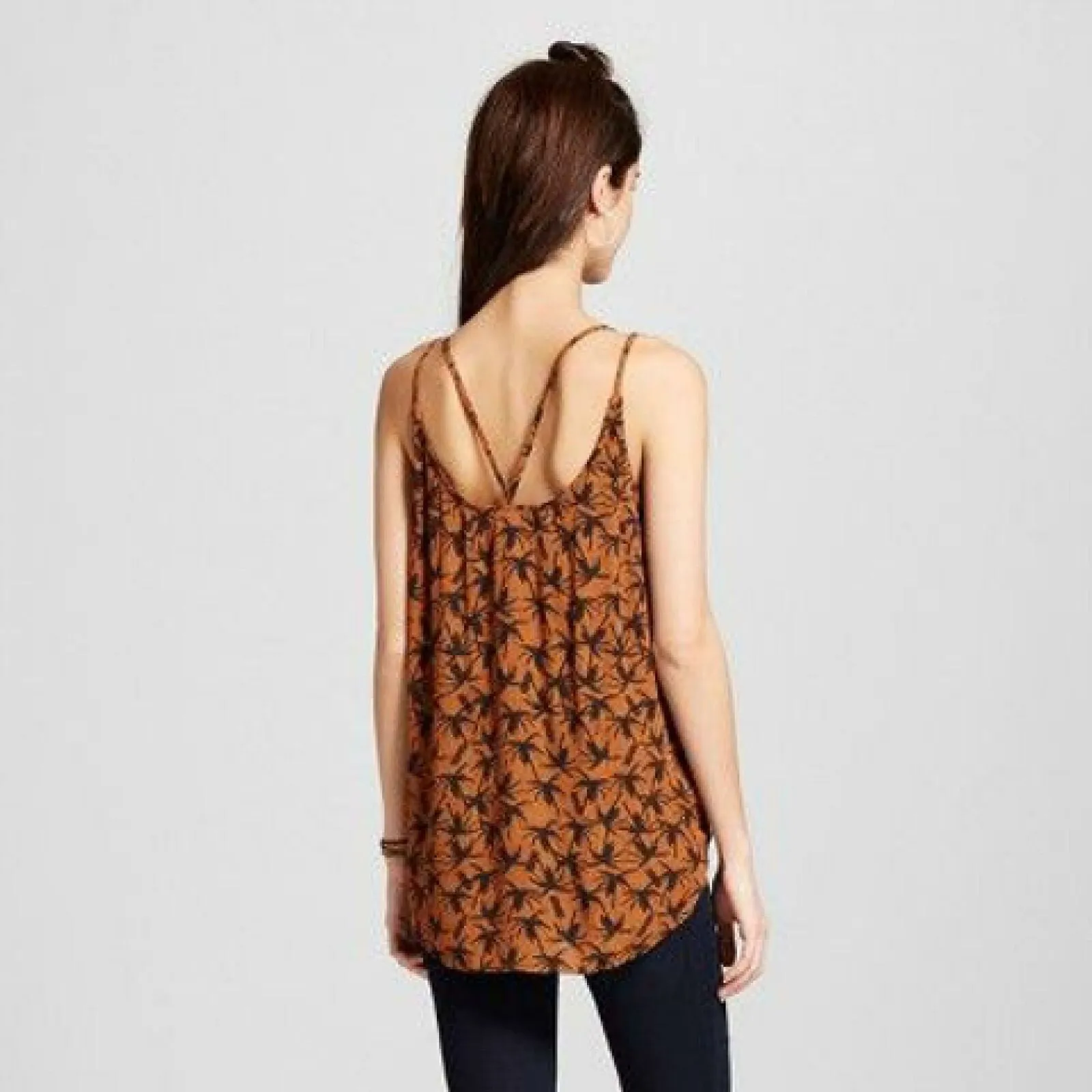 Mossimo Women's Woven Printed Criss Cross V-Neck Cami Blouse Shirt Top