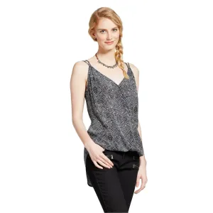 Mossimo Women's Woven Printed Criss Cross V-Neck Cami Blouse Shirt Top