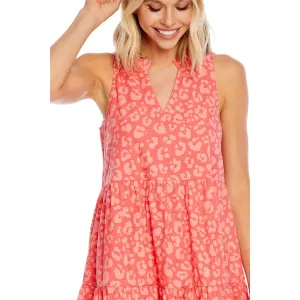 Mud Pie Coral Leopard Brekke Tiered Dress