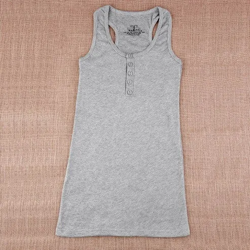 Multi color Long Sleeveless Bodycon Temperament Cotton Tank Tops