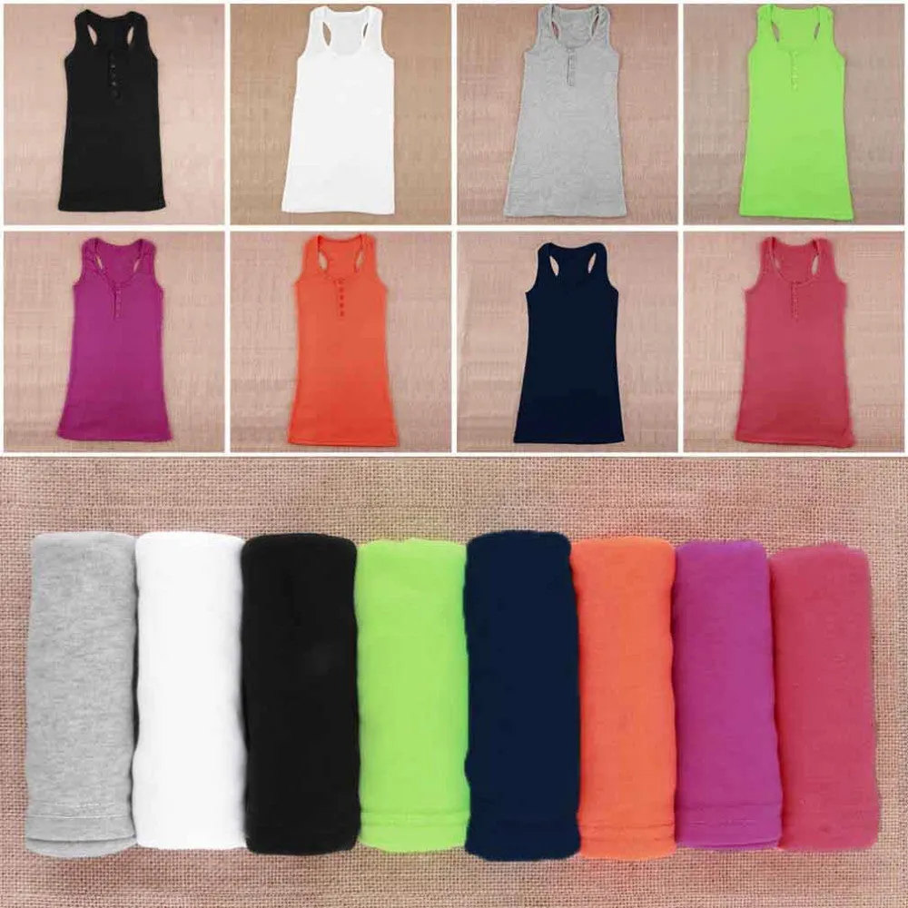 Multi color Long Sleeveless Bodycon Temperament Cotton Tank Tops