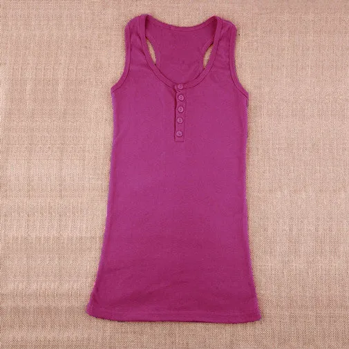 Multi color Long Sleeveless Bodycon Temperament Cotton Tank Tops