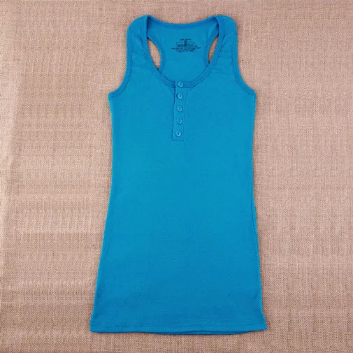 Multi color Long Sleeveless Bodycon Temperament Cotton Tank Tops