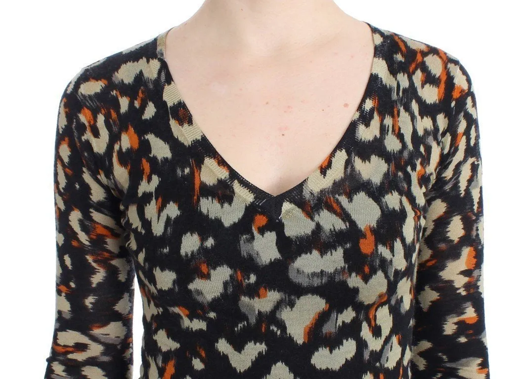 Multicolor v-neck wool jumper