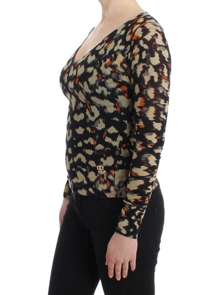 Multicolor v-neck wool jumper
