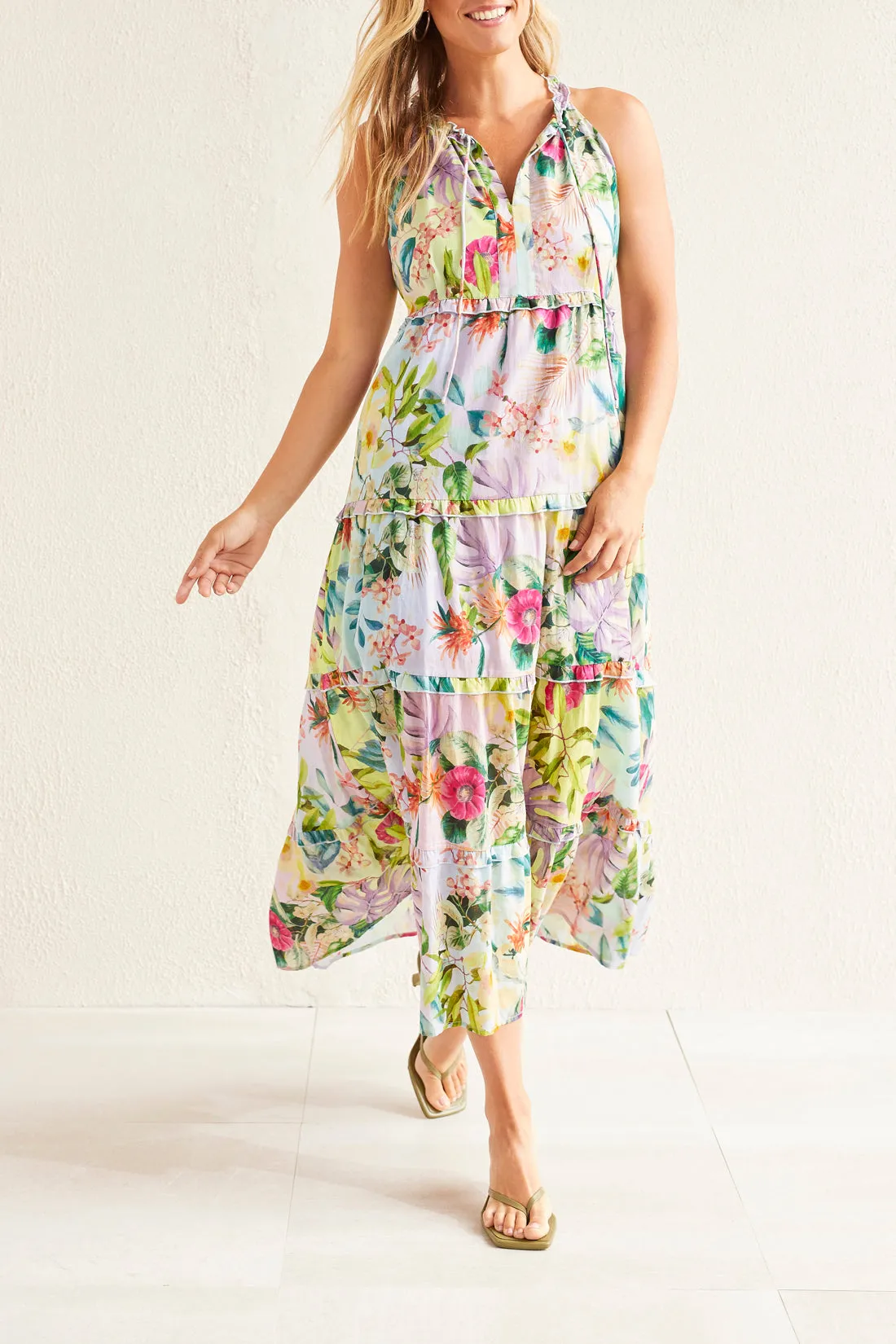 Multicolored Tiered Dress