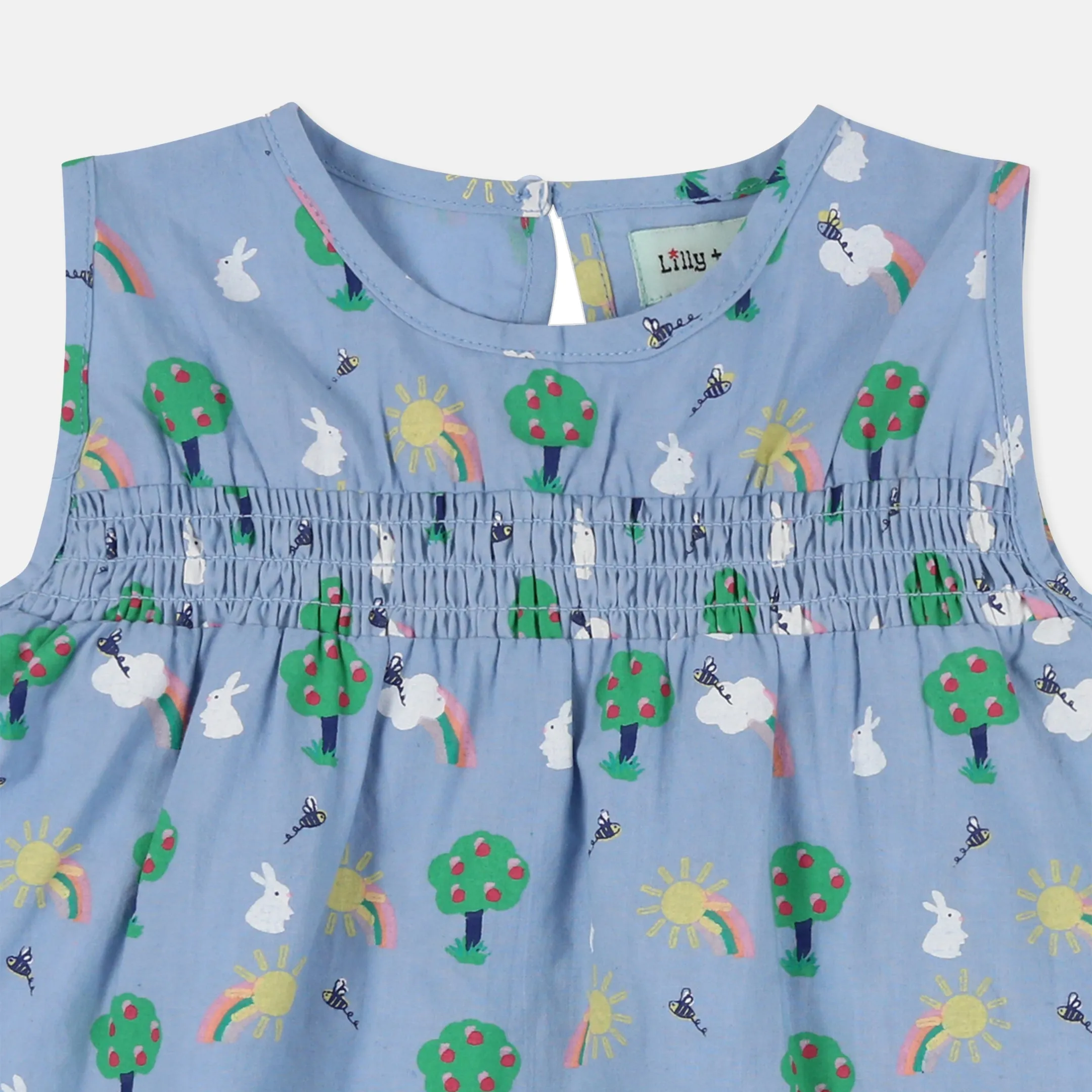 Multicoloured Bunny Print Dress and Short Set