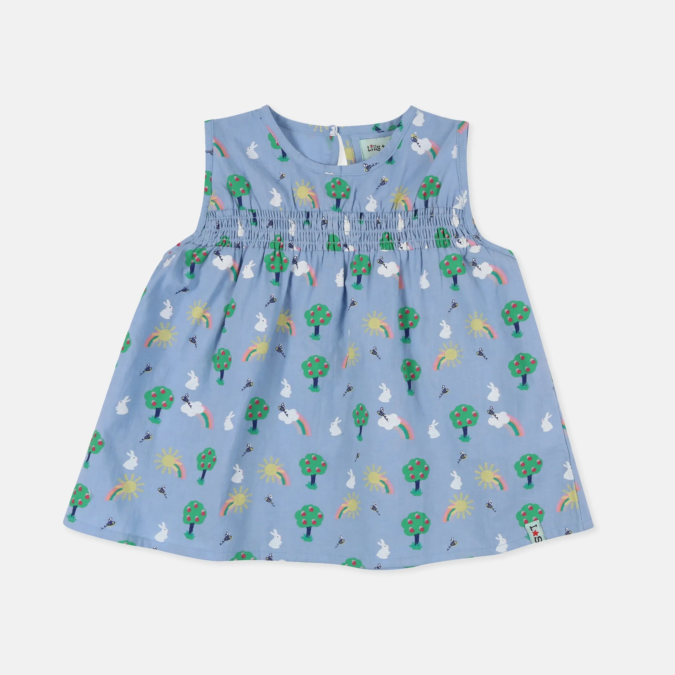 Multicoloured Bunny Print Dress and Short Set