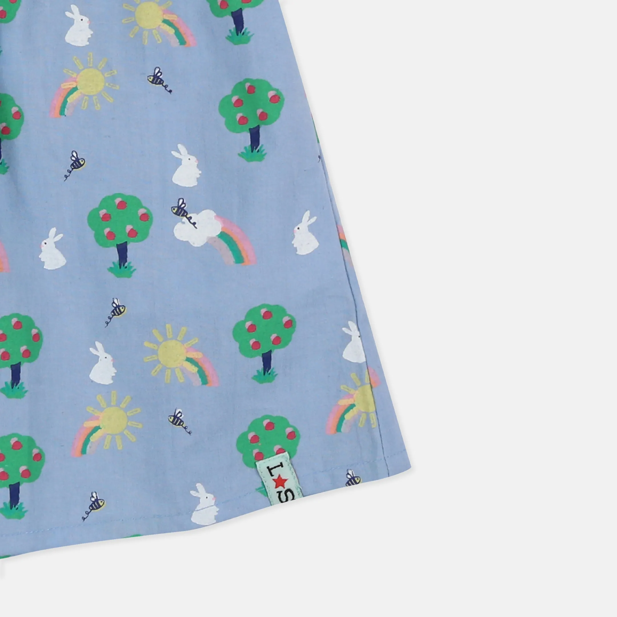 Multicoloured Bunny Print Dress and Short Set
