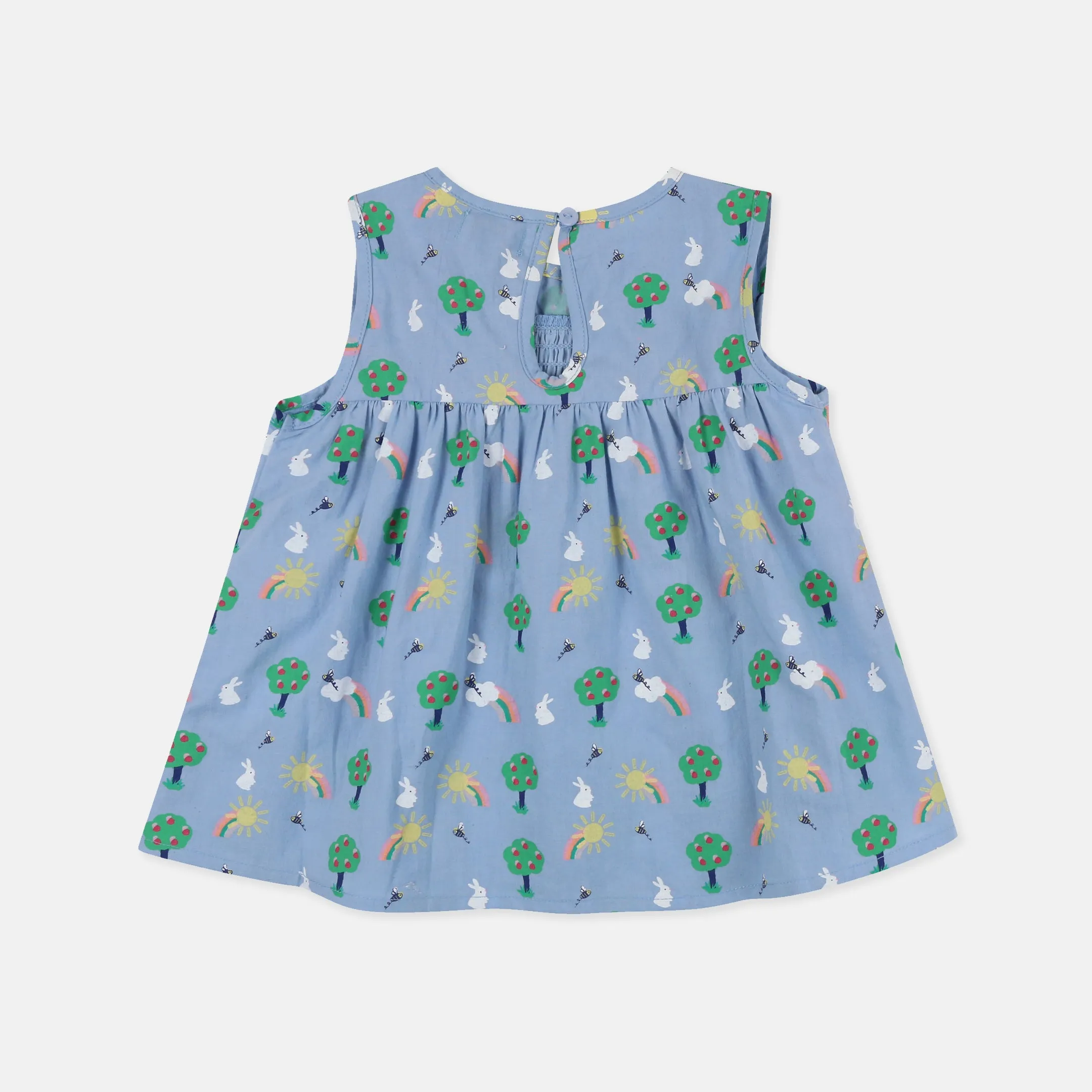 Multicoloured Bunny Print Dress and Short Set