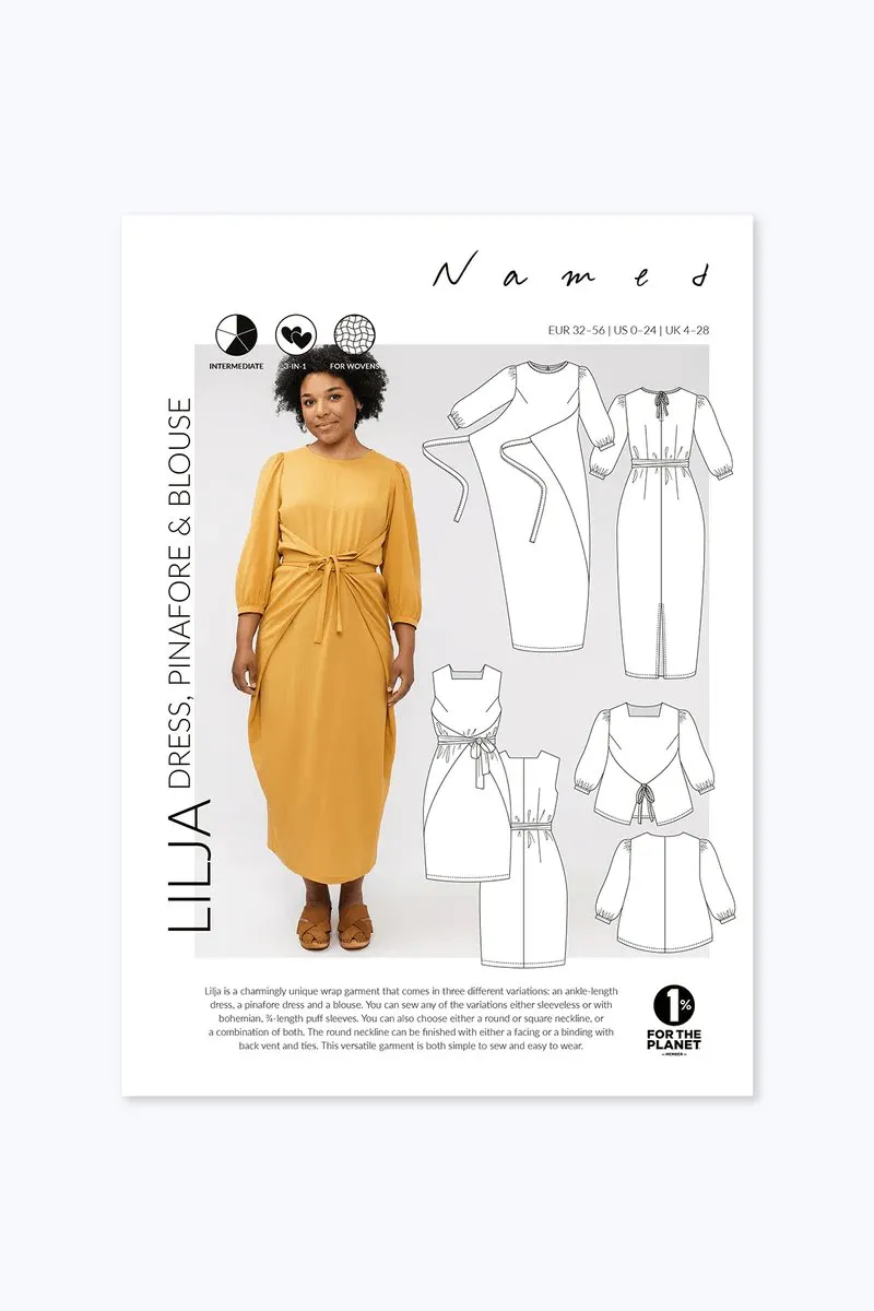 Named Clothing | Lilja Wrap Dress Pinafore & Blouse | Sewing Pattern