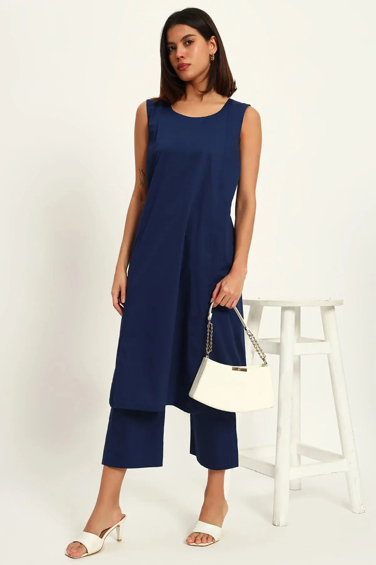 Navy Blue, A-Line Kurta Set