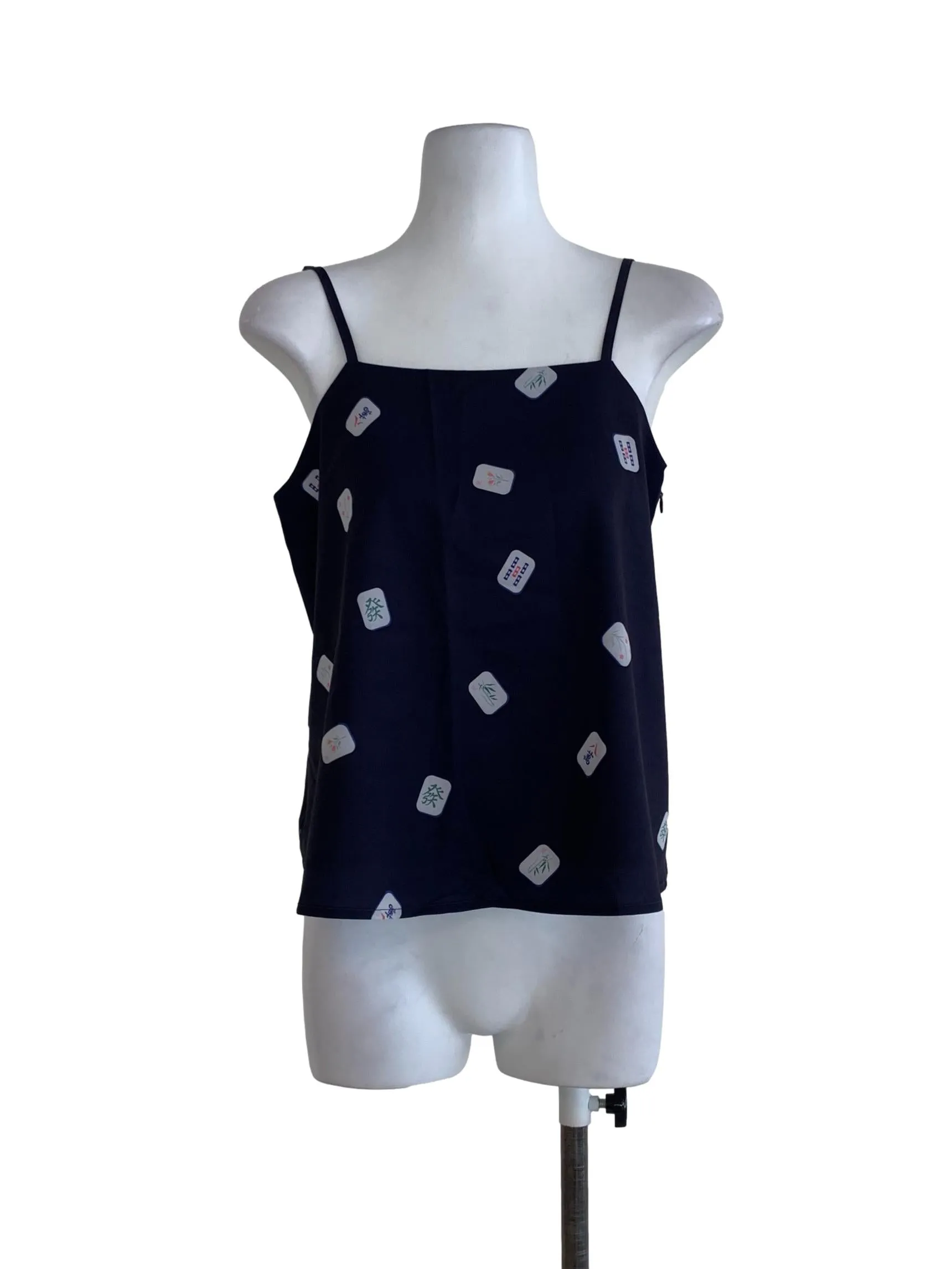 Navy Blue Graphic Tank Top