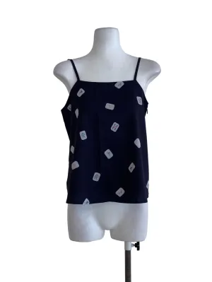 Navy Blue Graphic Tank Top