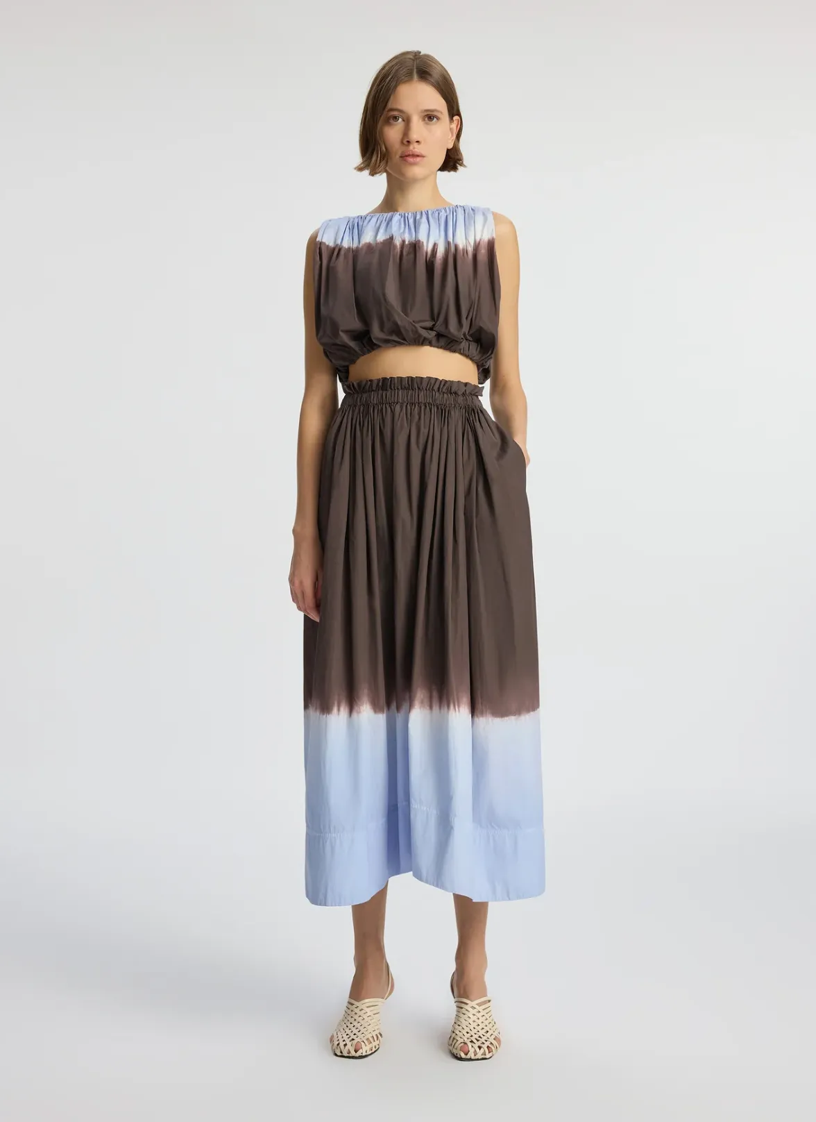 Nell Top, Sky Blue/Fudge