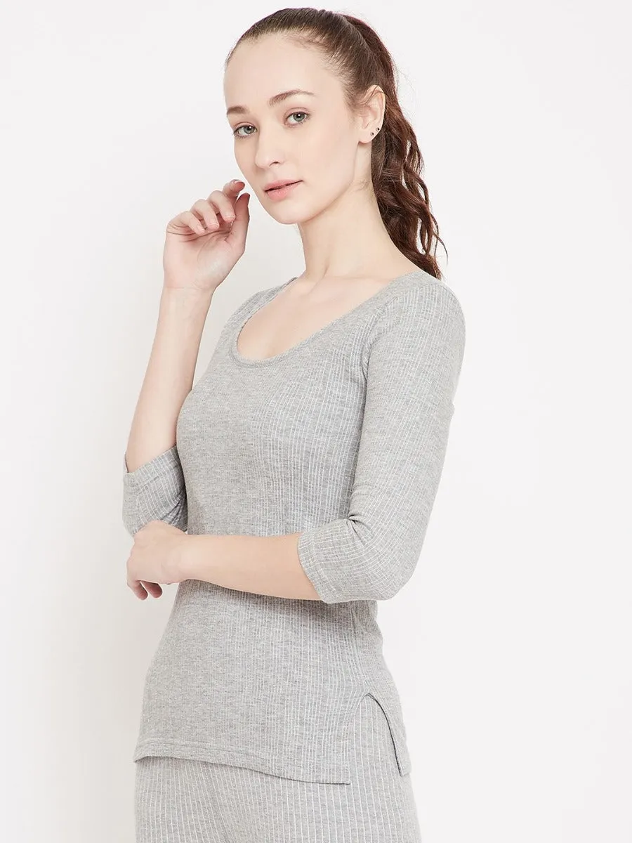 Neva Esancia Deep Scoop Neck 3/4th Sleeve Warmer/Thermal Upper for Women