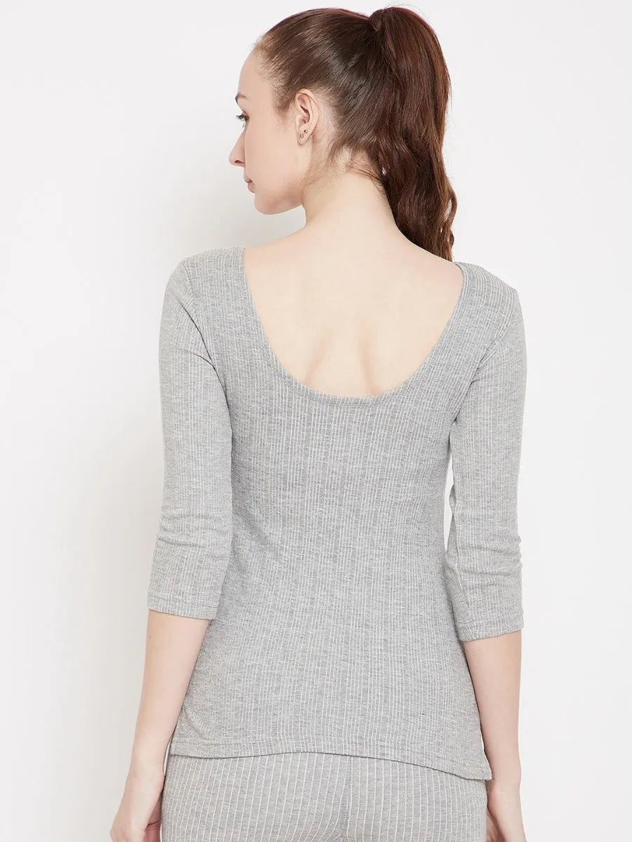 Neva Esancia Deep Scoop Neck 3/4th Sleeve Warmer/Thermal Upper for Women