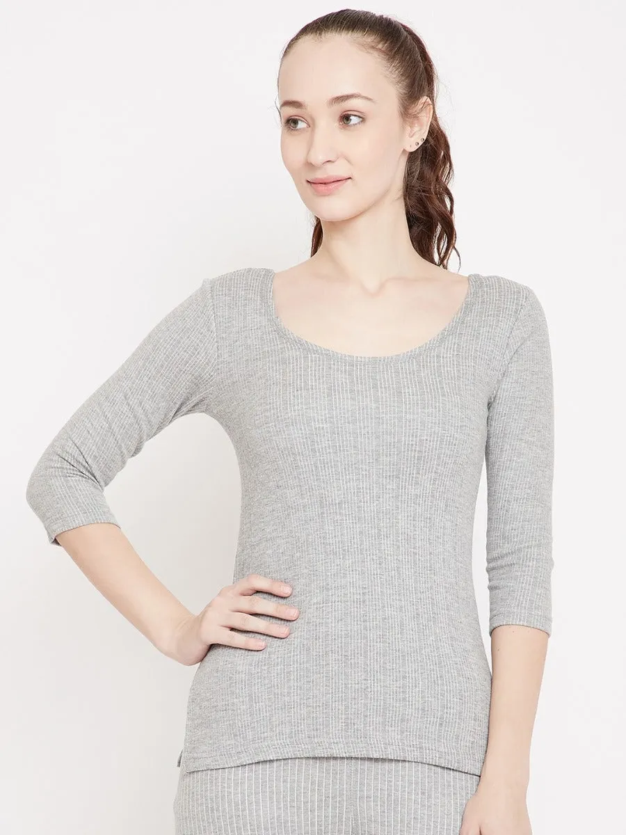 Neva Esancia Deep Scoop Neck 3/4th Sleeve Warmer/Thermal Upper for Women
